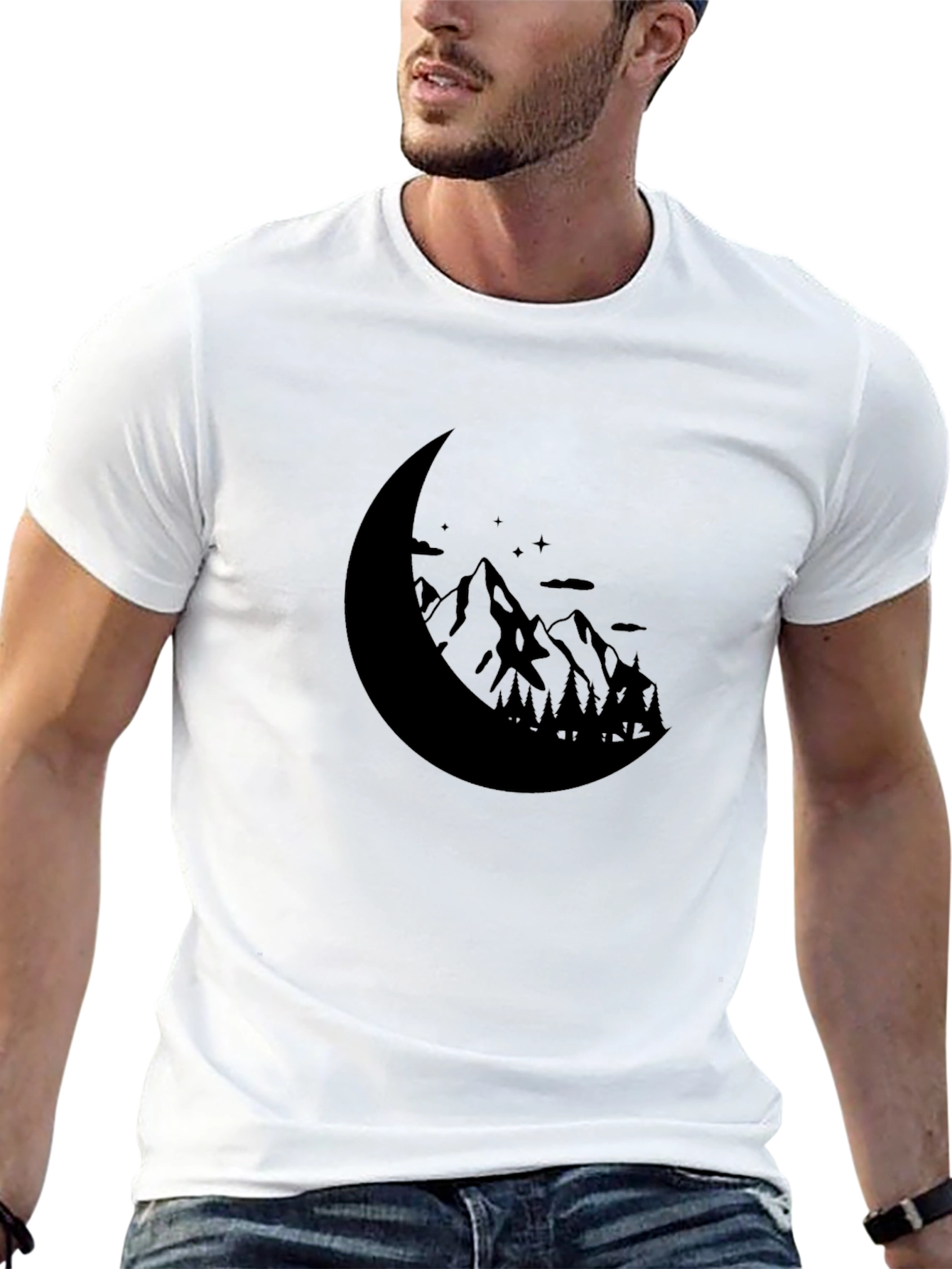 Mountain Moon Graphic Tee - Black