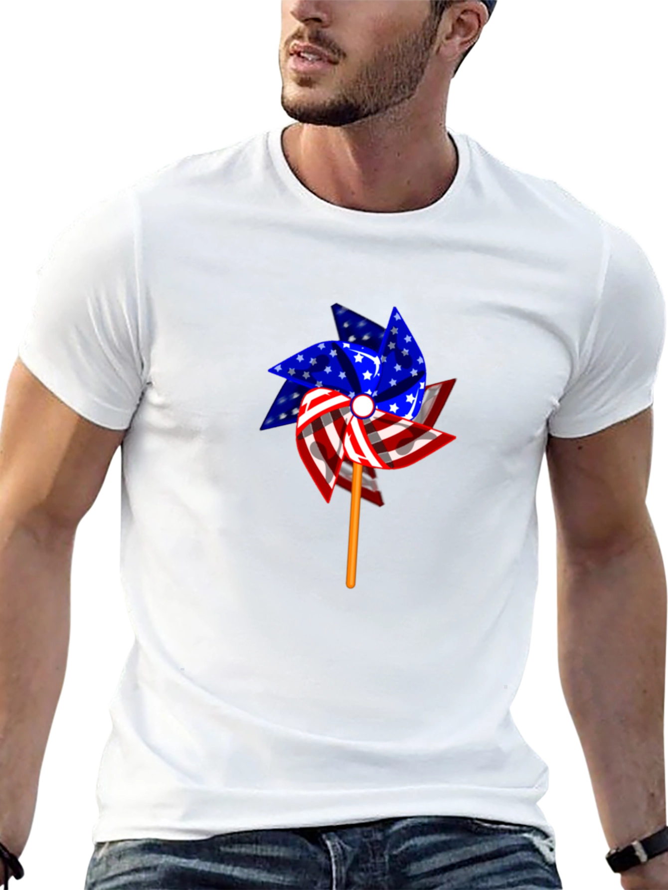 Patriotic Pinwheel Graphic Tee - USA Pride