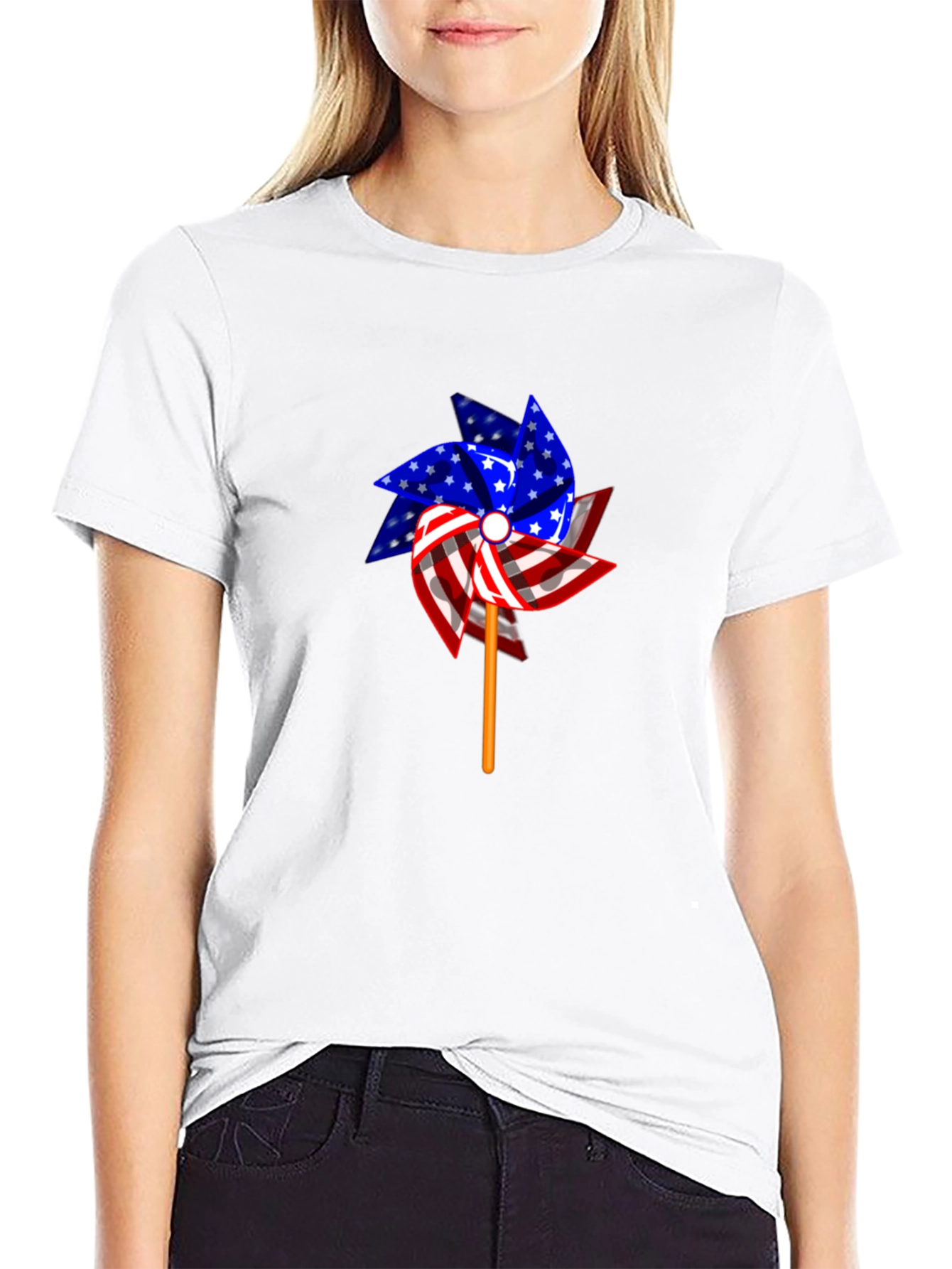 Patriotic Pinwheel Graphic Tee - USA Pride