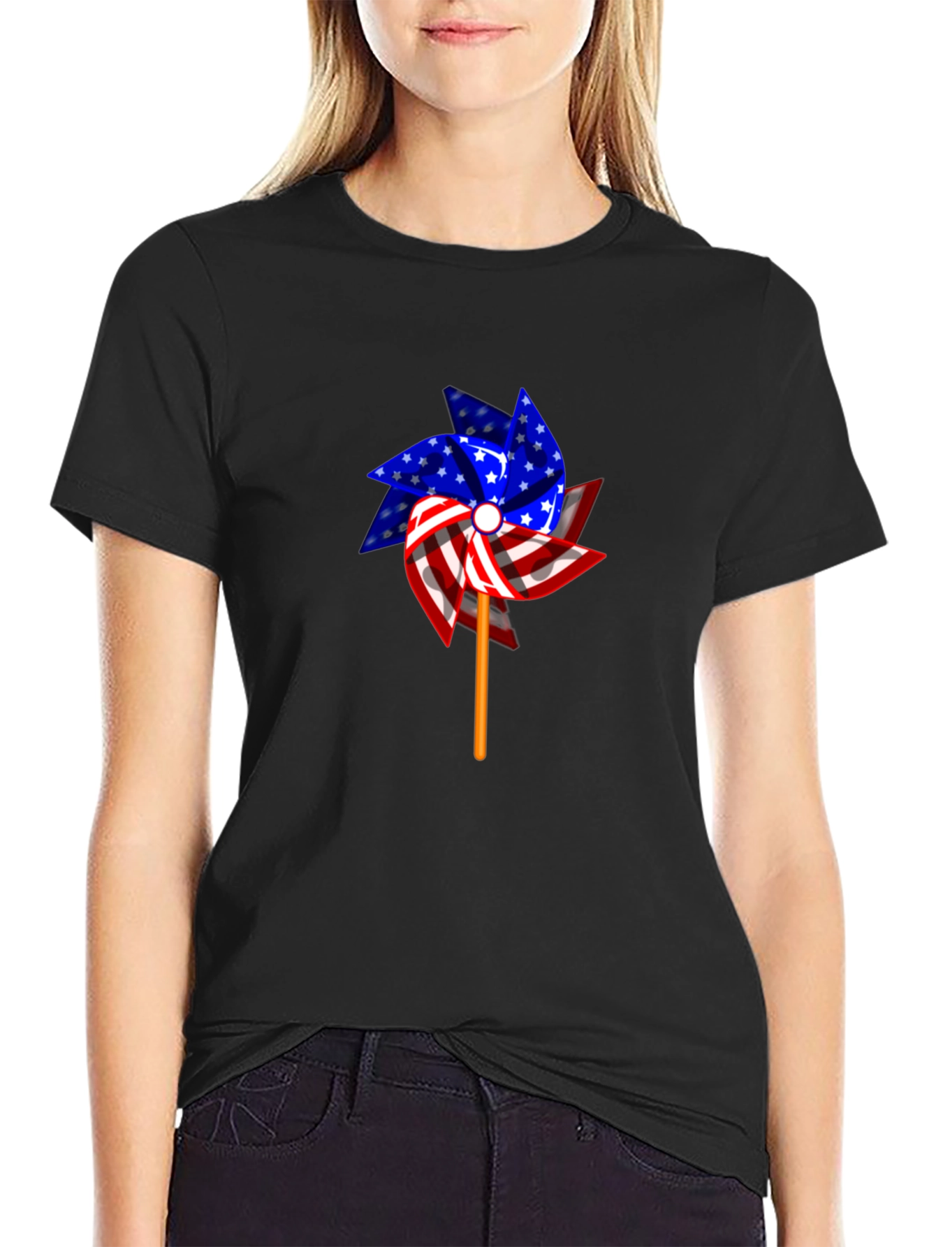 Patriotic Pinwheel Graphic Tee - USA Pride