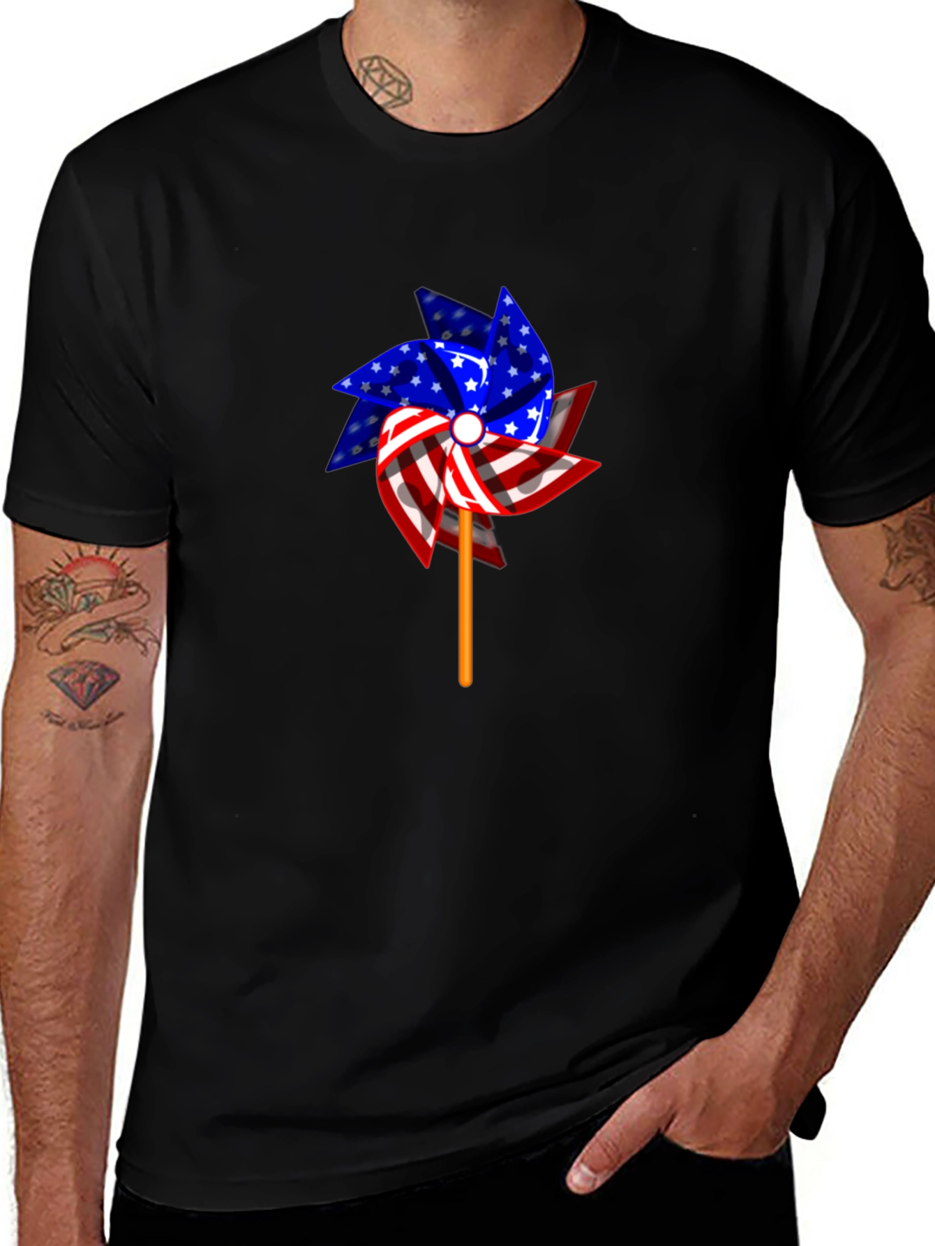 Patriotic Pinwheel Graphic Tee - USA Pride