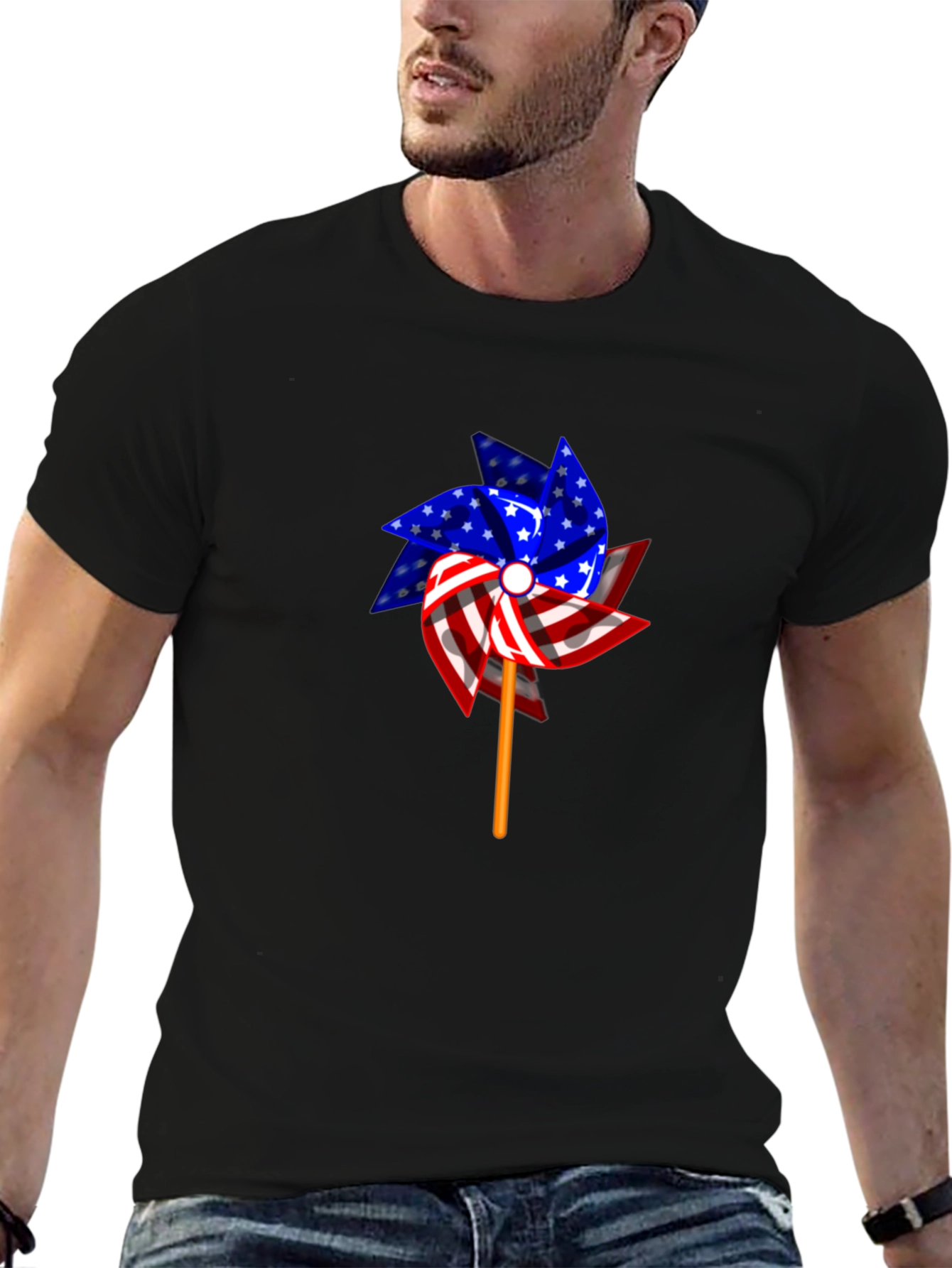 Patriotic Pinwheel Graphic Tee - USA Pride