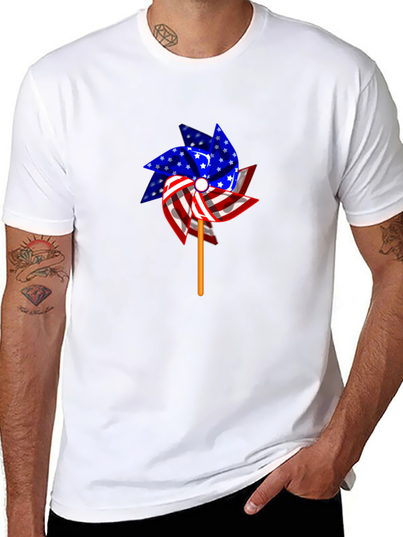 Patriotic Pinwheel Graphic Tee - USA Pride