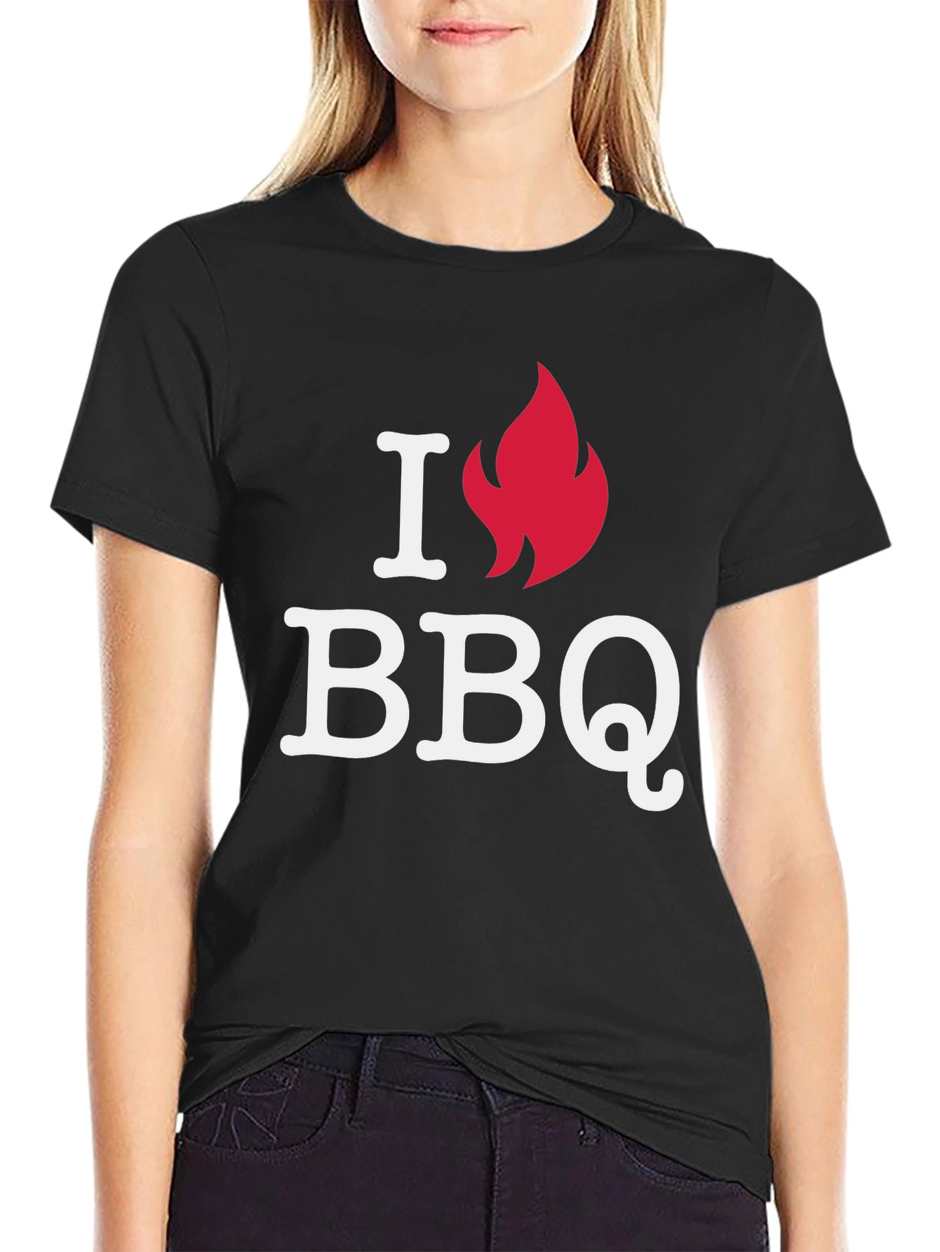 I Love BBQ Graphic Tee - Black Casual T-Shirt