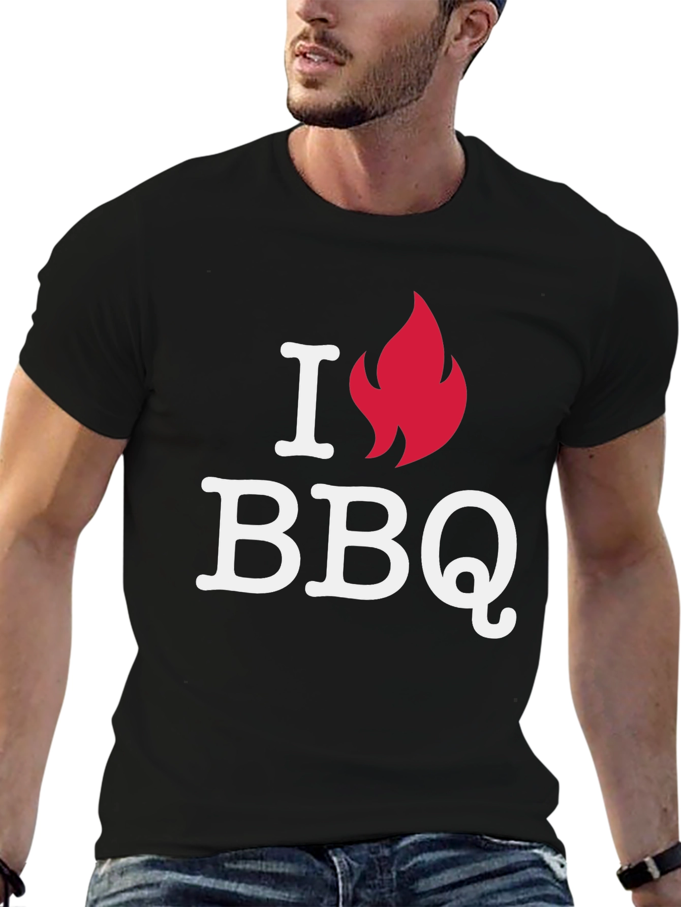 I Love BBQ Graphic Tee - Black Casual T-Shirt