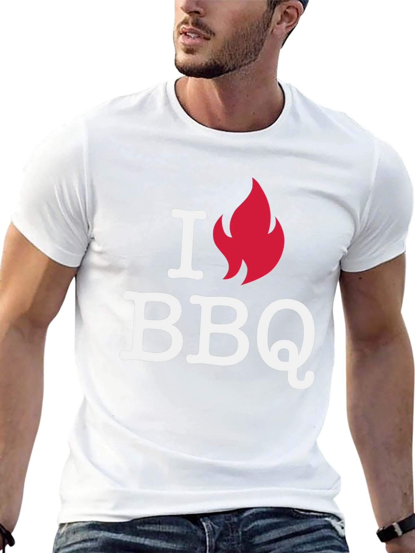 I Love BBQ Graphic Tee - Black Casual T-Shirt