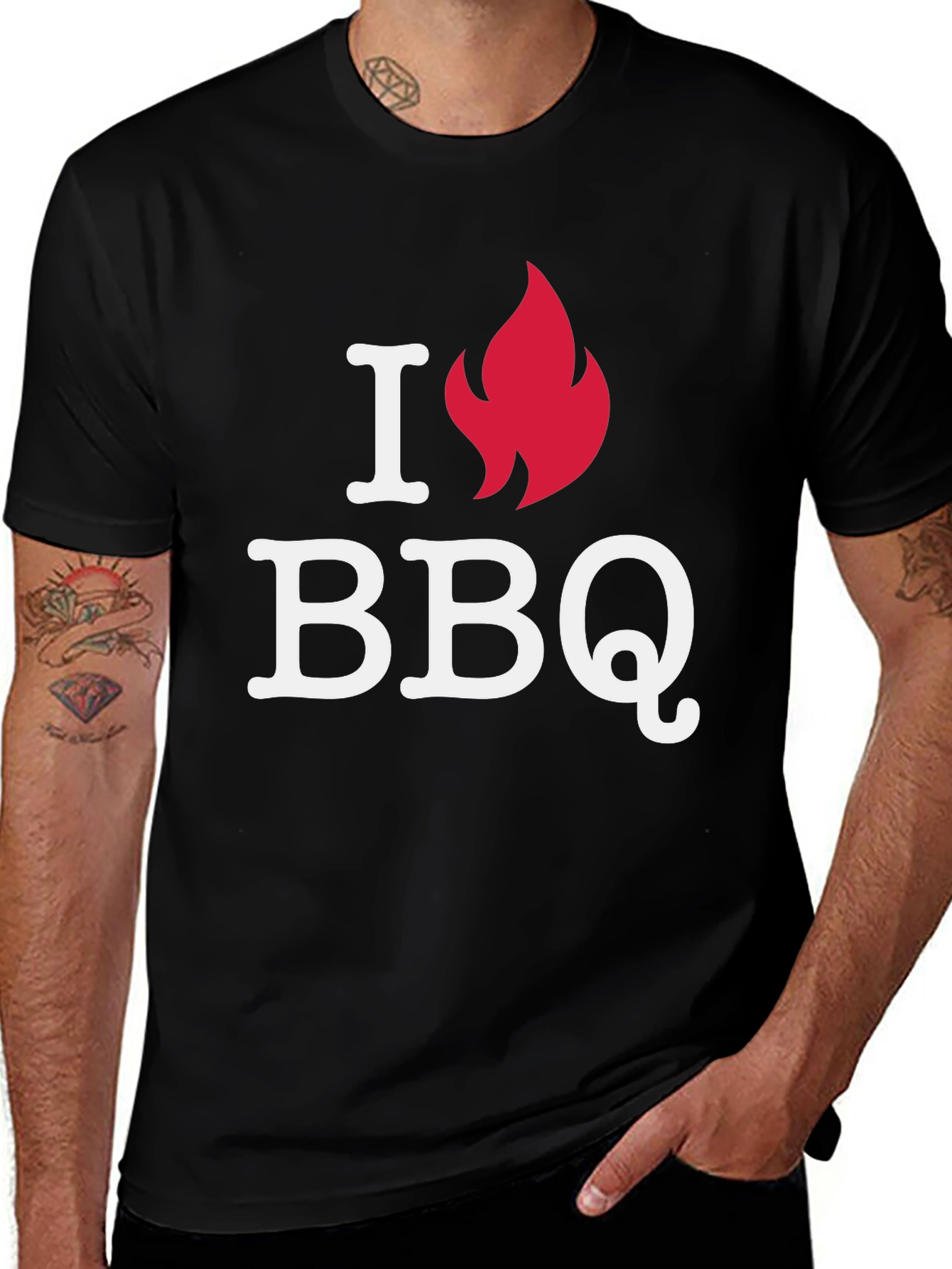 I Love BBQ Graphic Tee - Black Casual T-Shirt