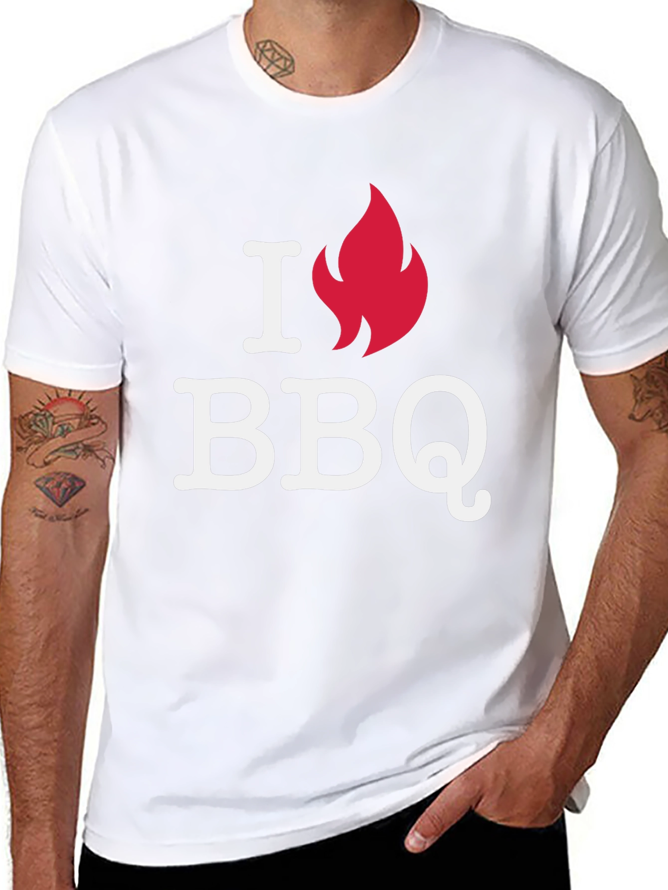 I Love BBQ Graphic Tee - Black Casual T-Shirt