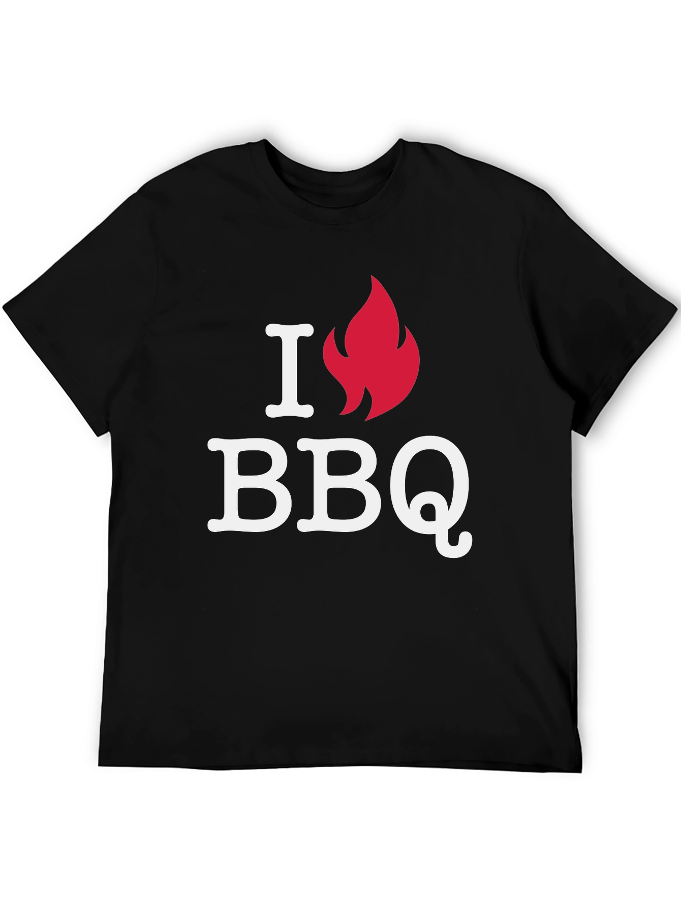 I Love BBQ Graphic Tee - Black Casual T-Shirt