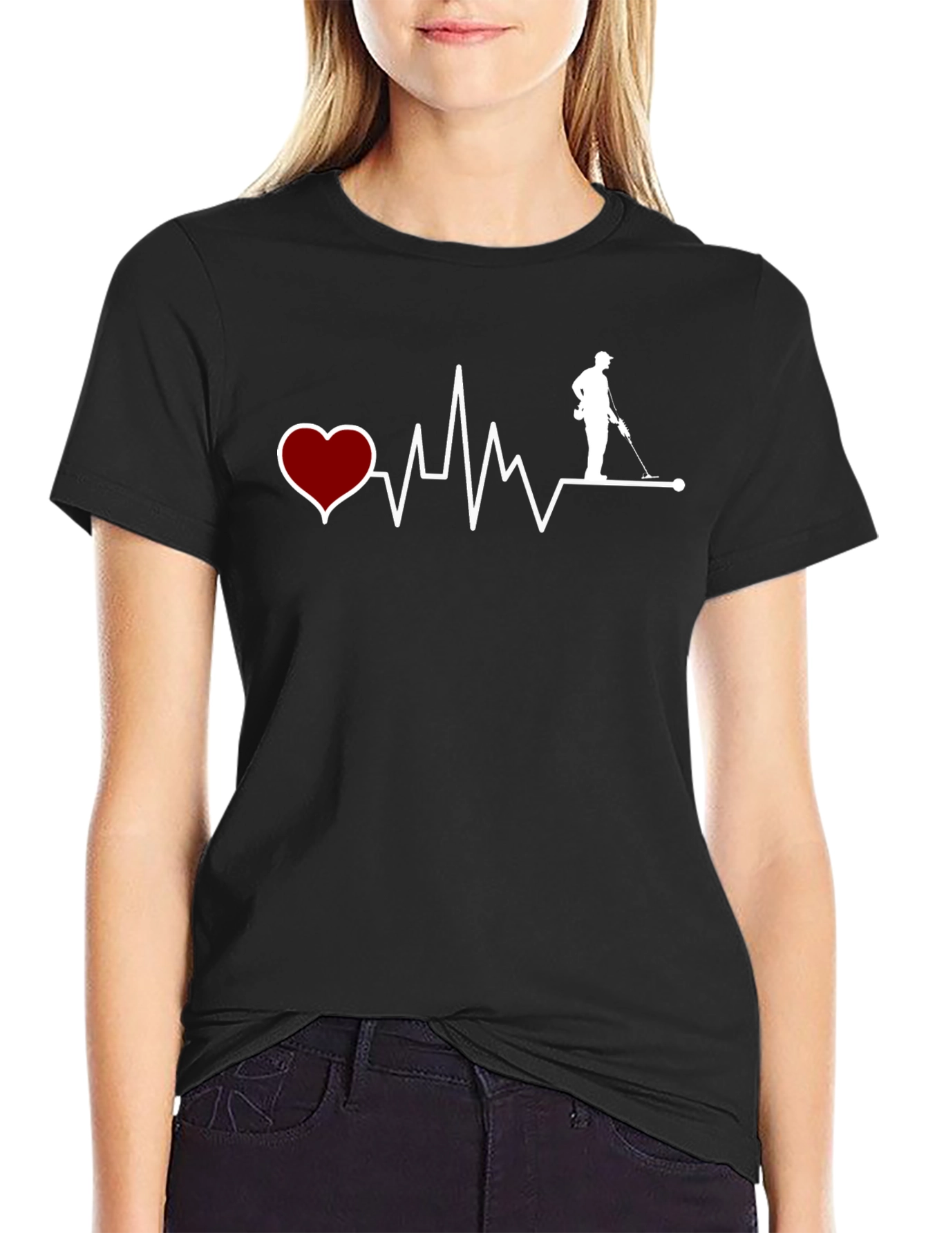 Heartbeat Metal Detecting T-Shirt - Black