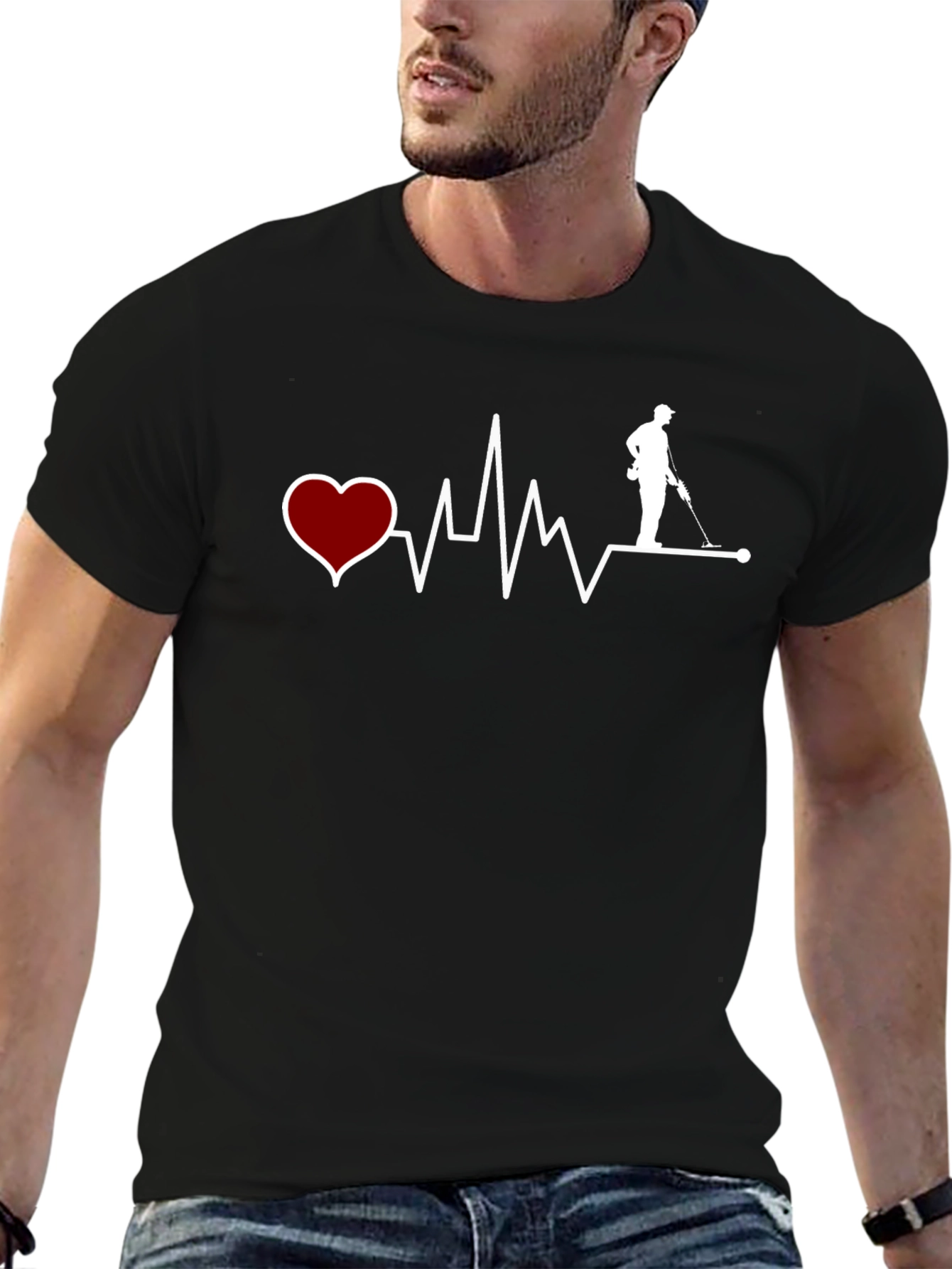 Heartbeat Metal Detecting T-Shirt - Black