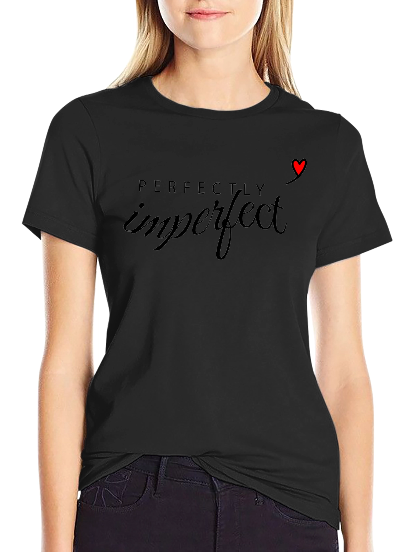 Perfectly Imperfect Graphic Tee - Black Cotton Shirt