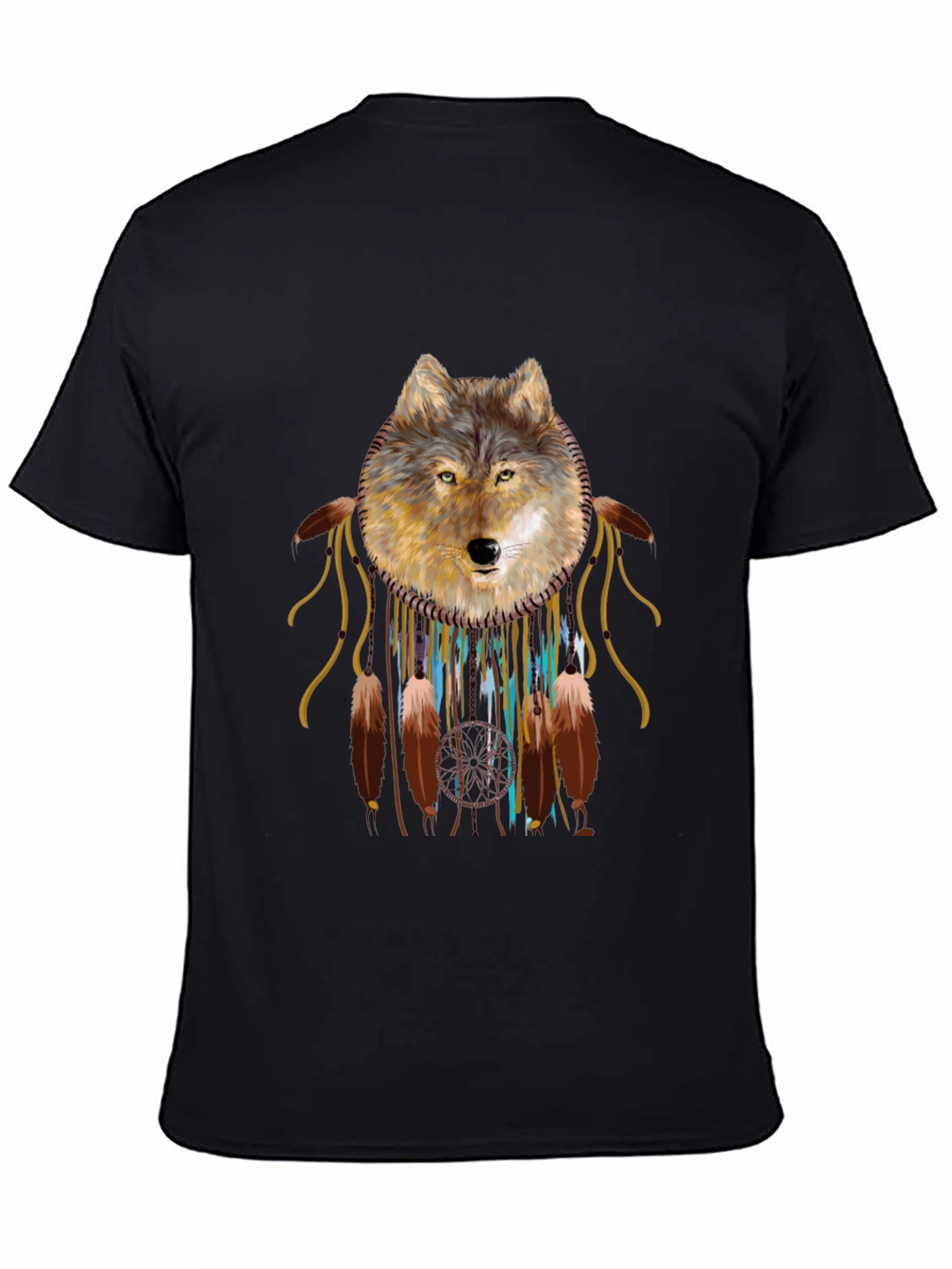 Wolf Dreamcatcher Graphic Tee - Black