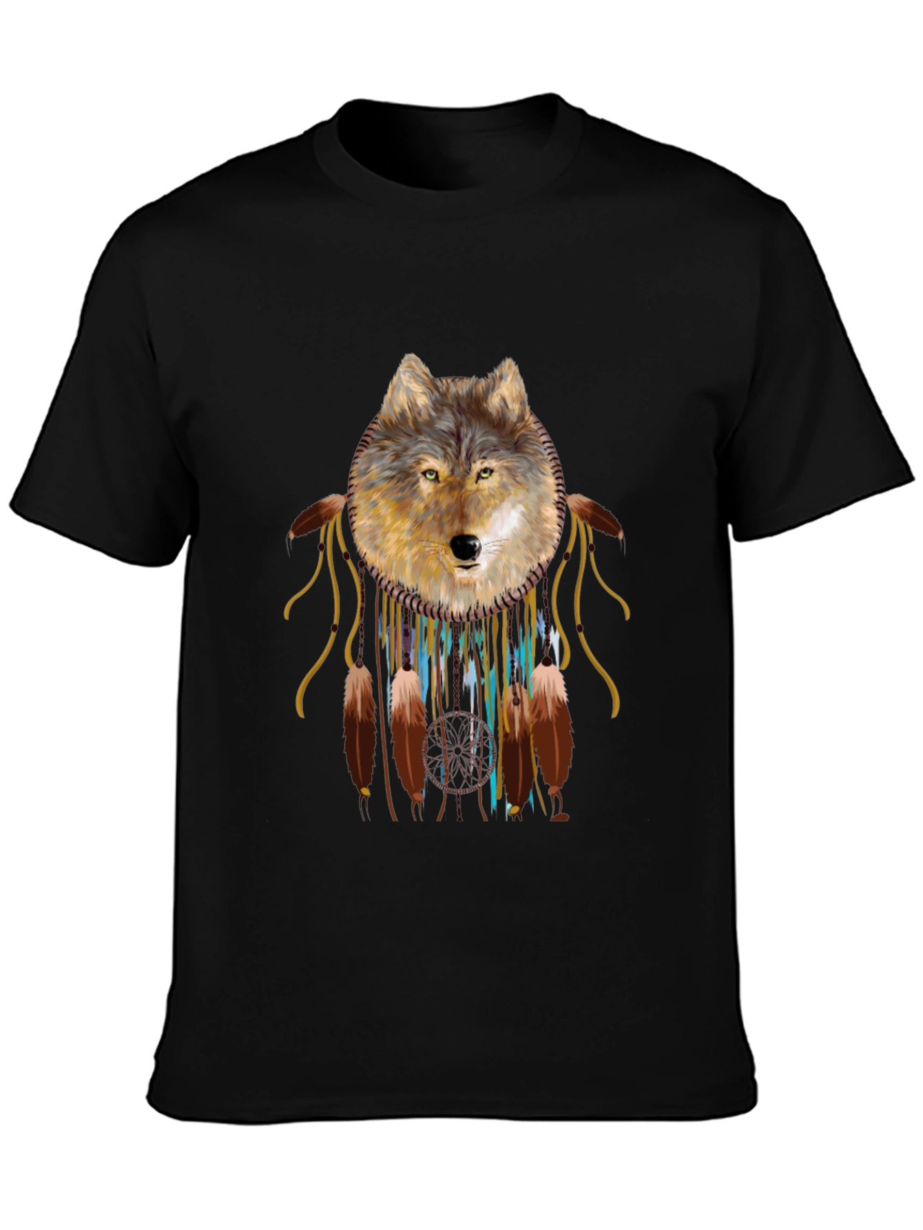 Wolf Dreamcatcher Graphic Tee - Black