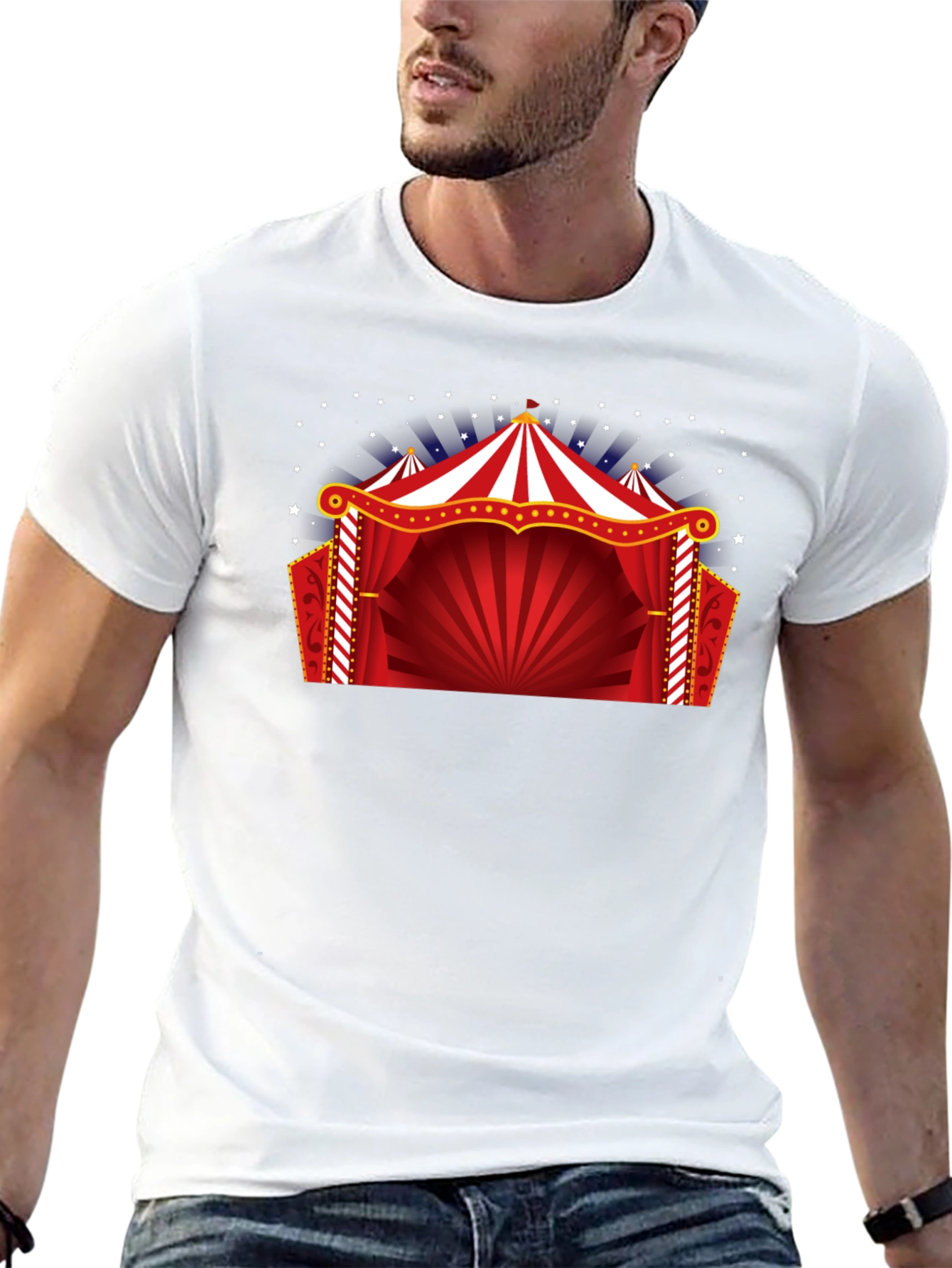 Circus Tent Graphic Tee - Black Cotton T-Shirt