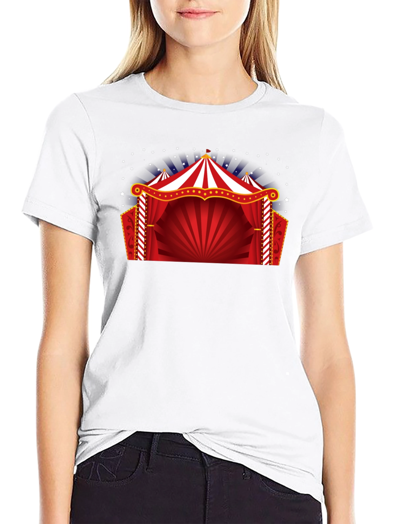 Circus Tent Graphic Tee - Black Cotton T-Shirt