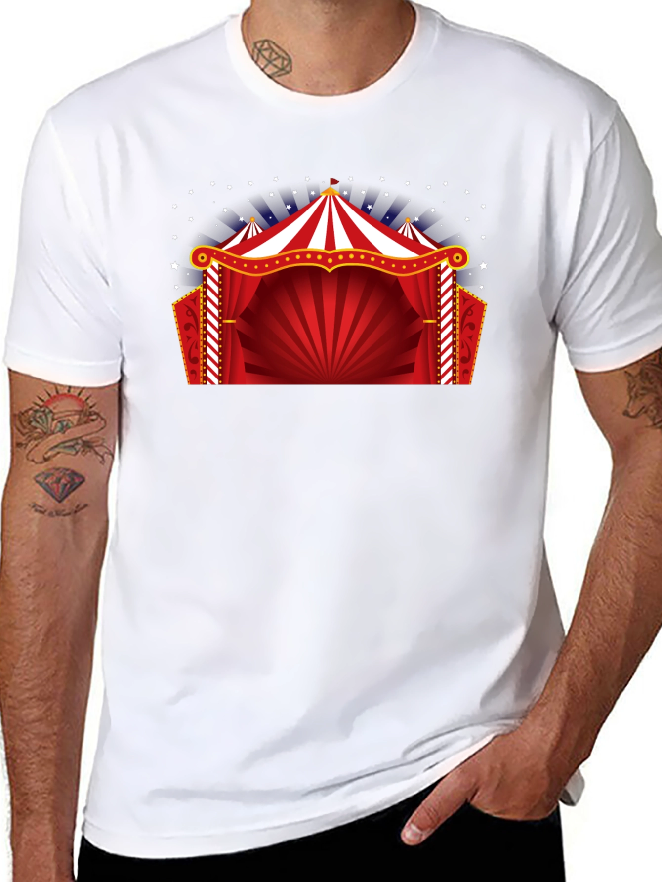 Circus Tent Graphic Tee - Black Cotton T-Shirt