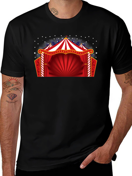 Circus Tent Graphic Tee - Black Cotton T-Shirt