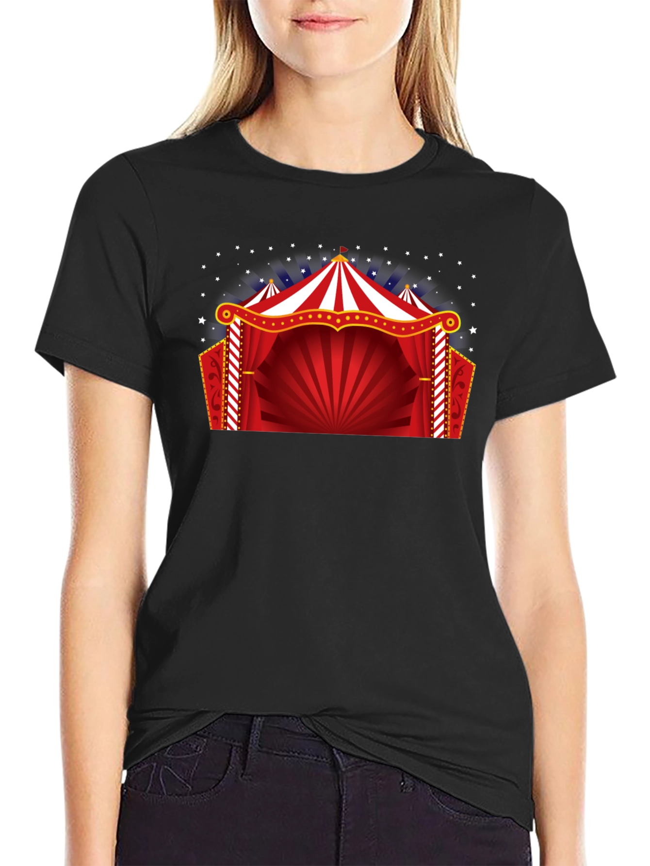 Circus Tent Graphic Tee - Black Cotton T-Shirt
