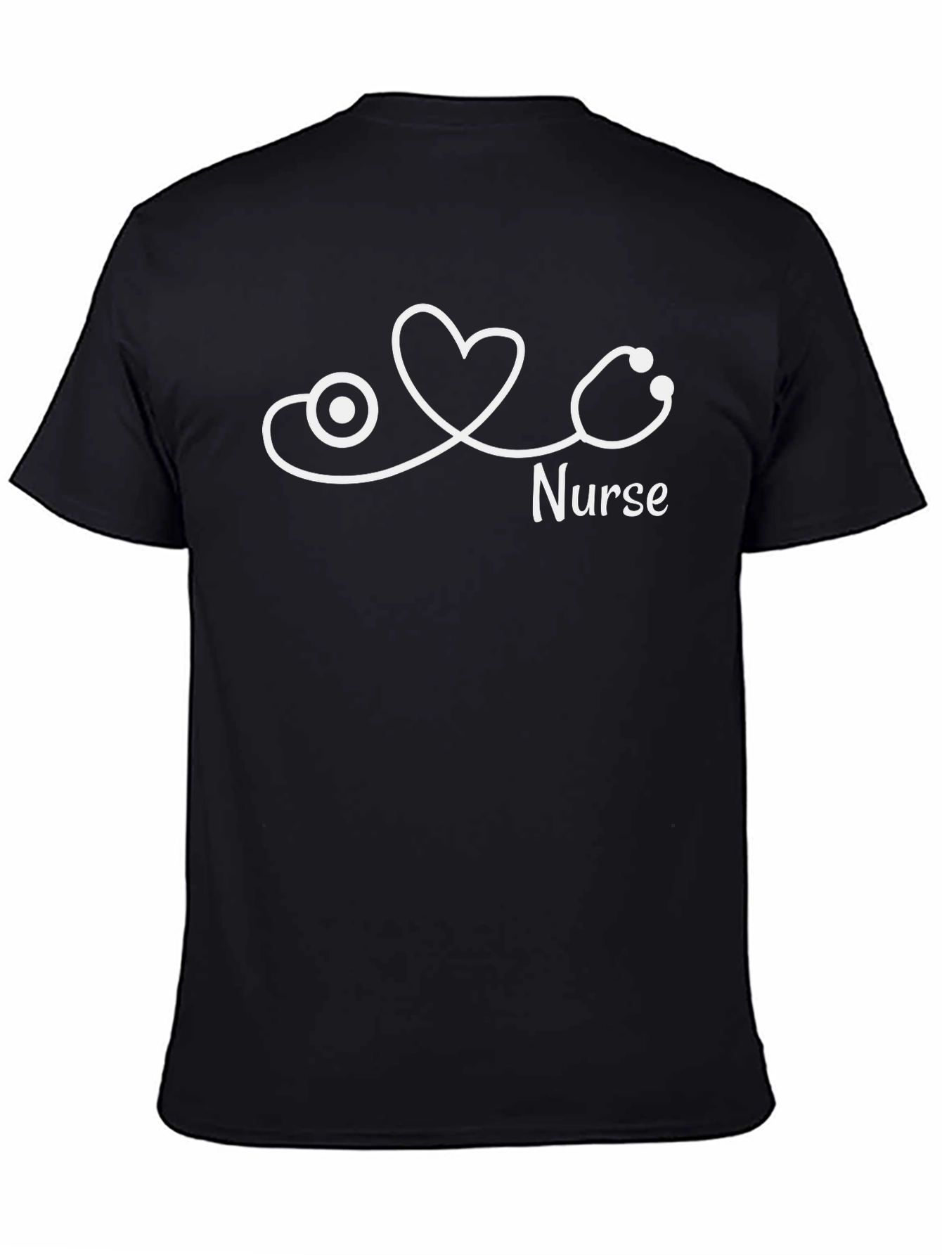 Nurse Stethoscope Heart T-Shirt - Black