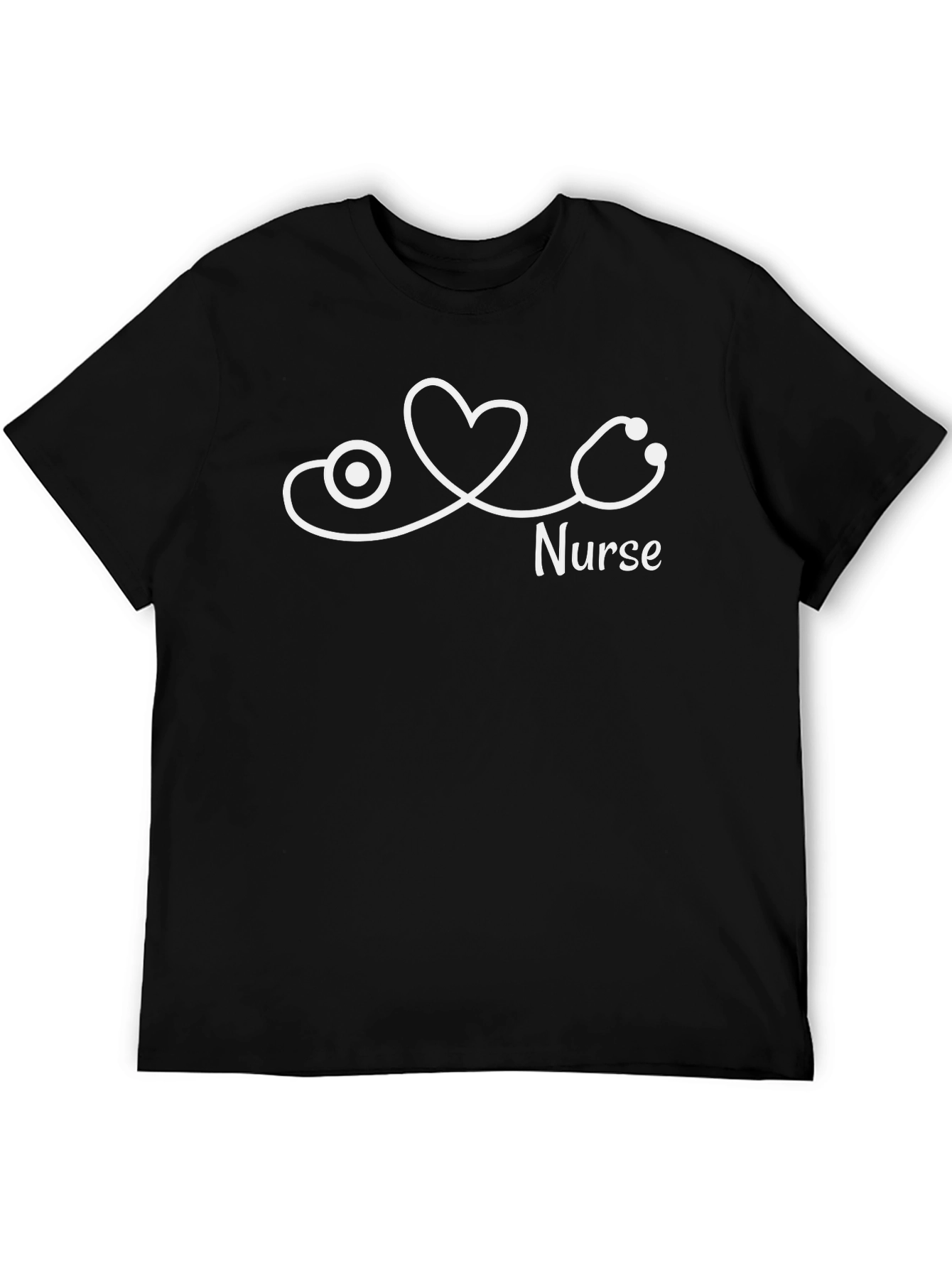 Nurse Stethoscope Heart T-Shirt - Black