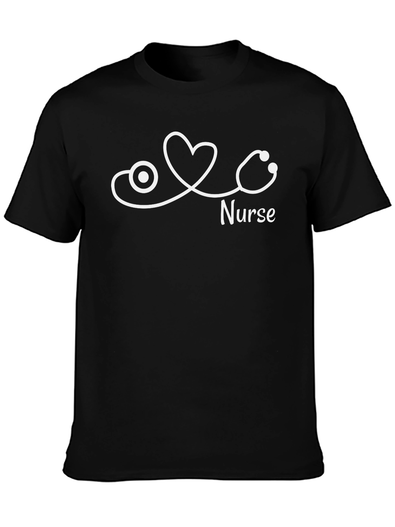Nurse Stethoscope Heart T-Shirt - Black