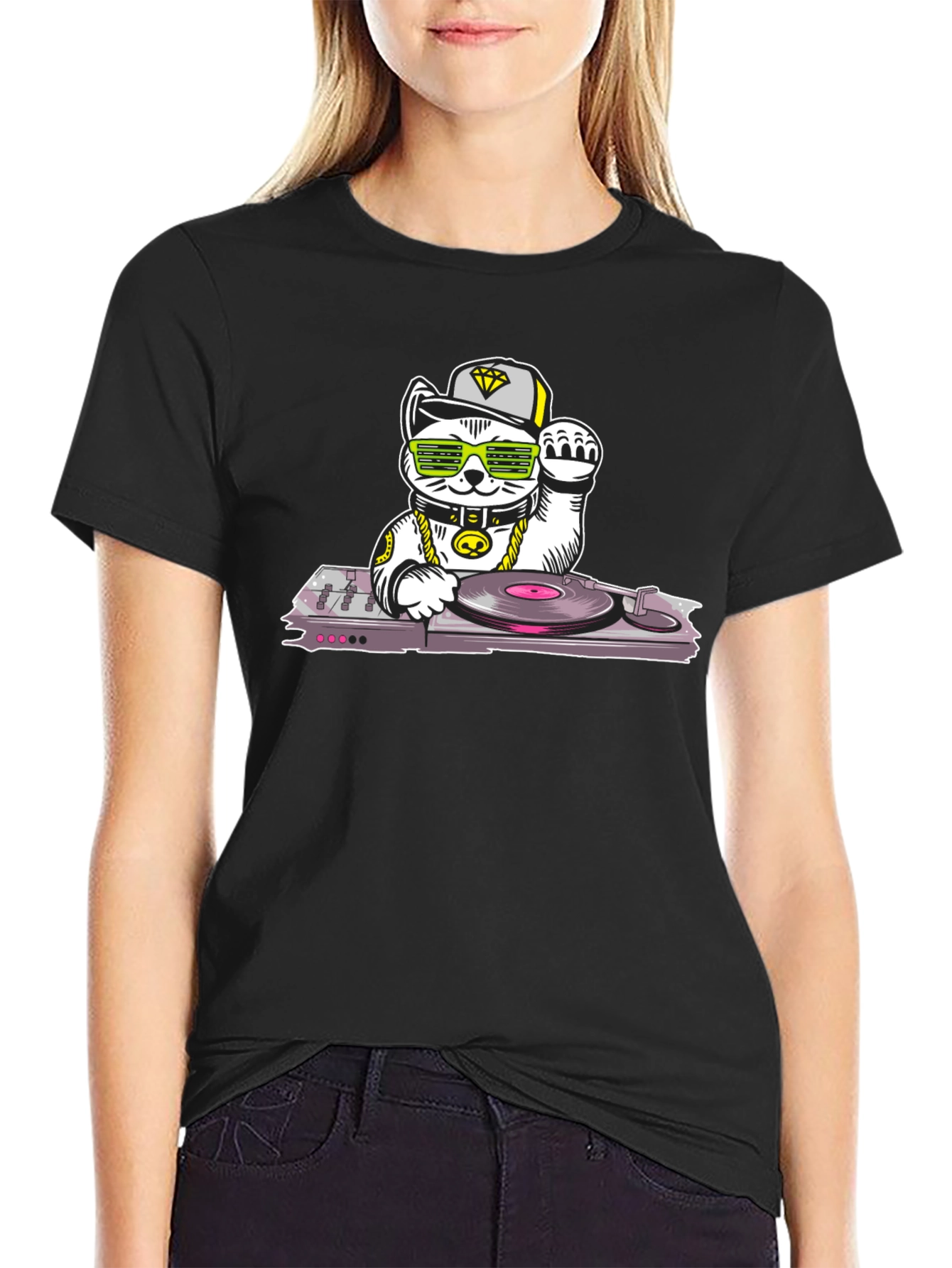 DJ Lucky Cat T-Shirt - Cool Graphic Tee
