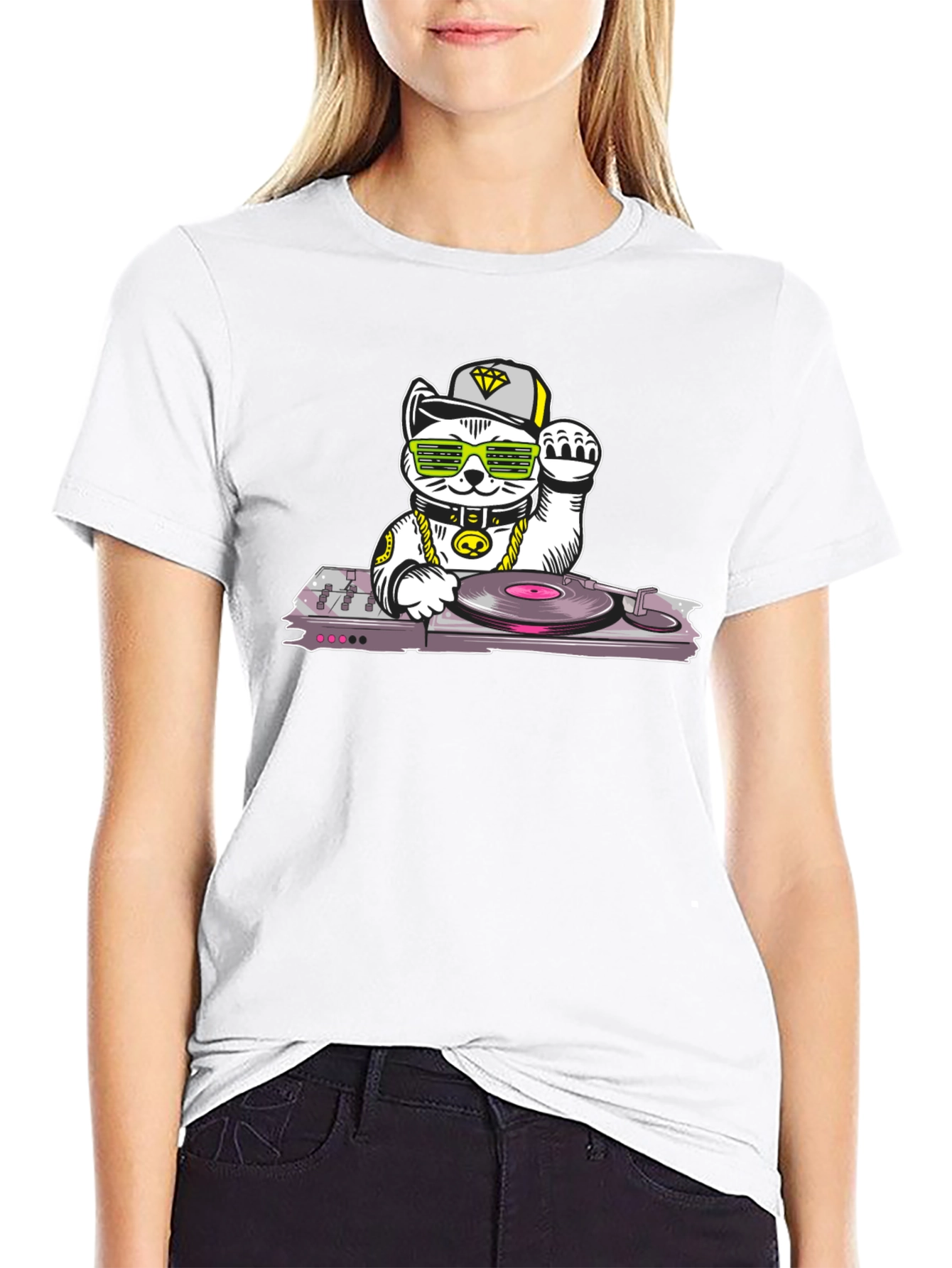 DJ Lucky Cat T-Shirt - Cool Graphic Tee