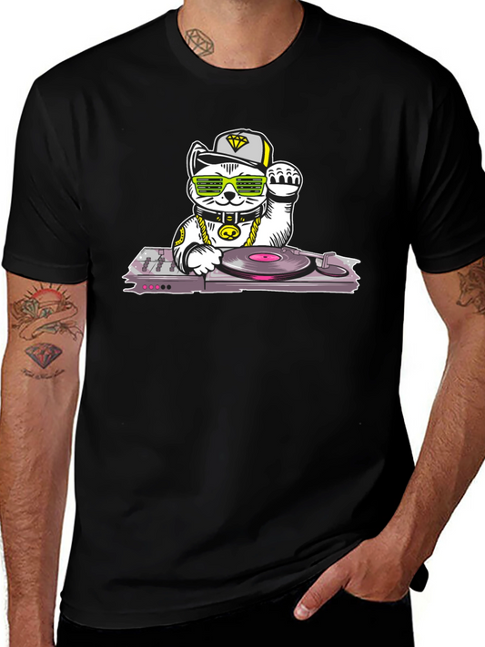 DJ Lucky Cat T-Shirt - Cool Graphic Tee