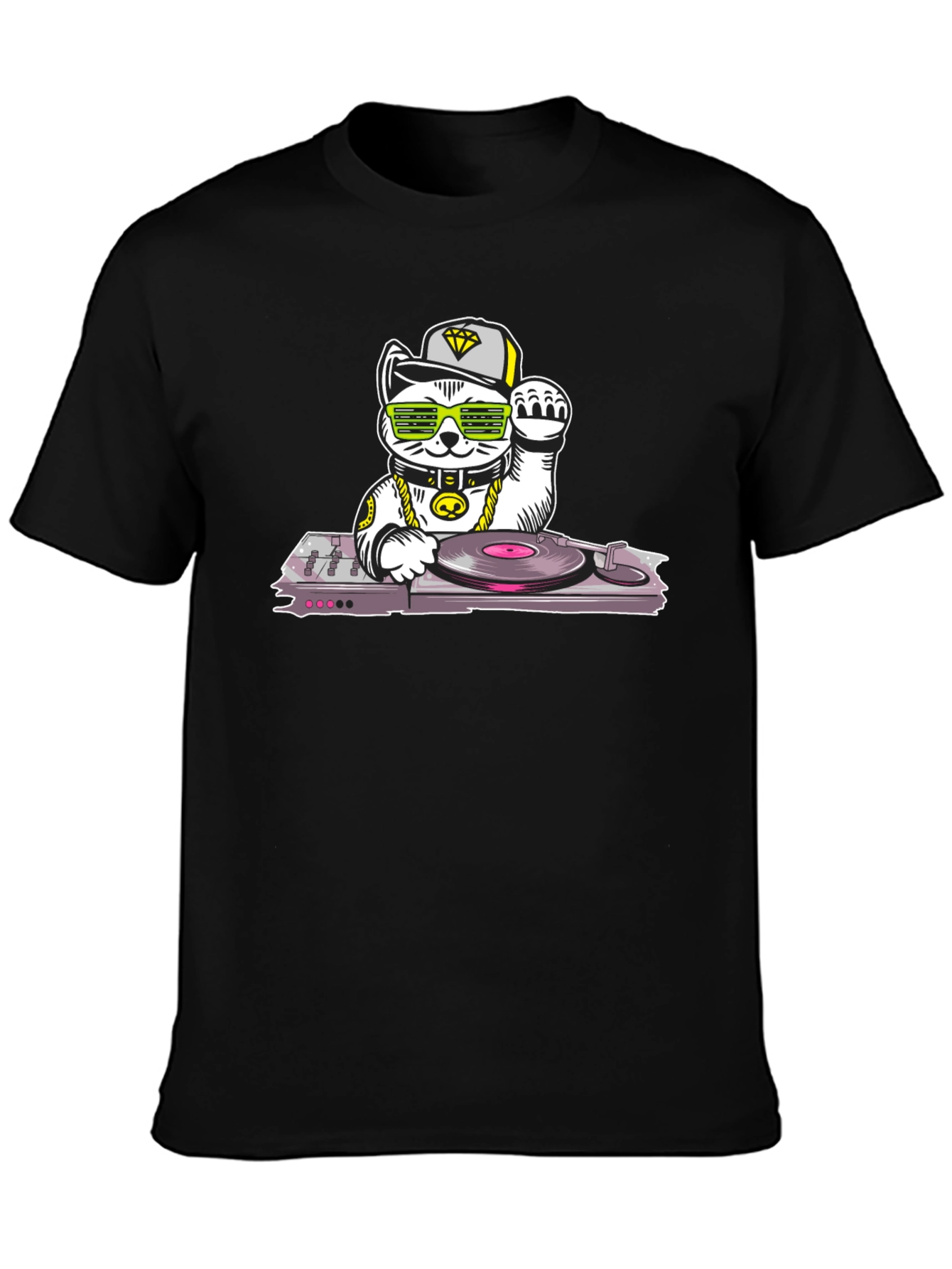 DJ Lucky Cat T-Shirt - Cool Graphic Tee