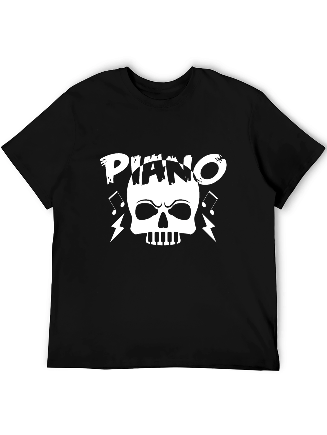 Piano Skull Graphic T-Shirt - Black Cotton Tee