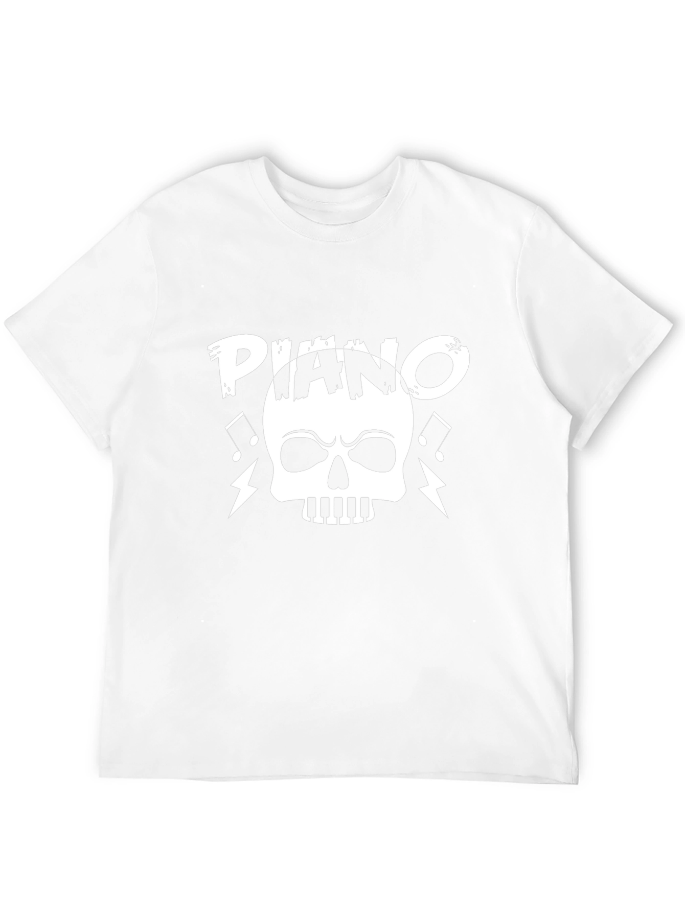 Piano Skull Graphic T-Shirt - Black Cotton Tee