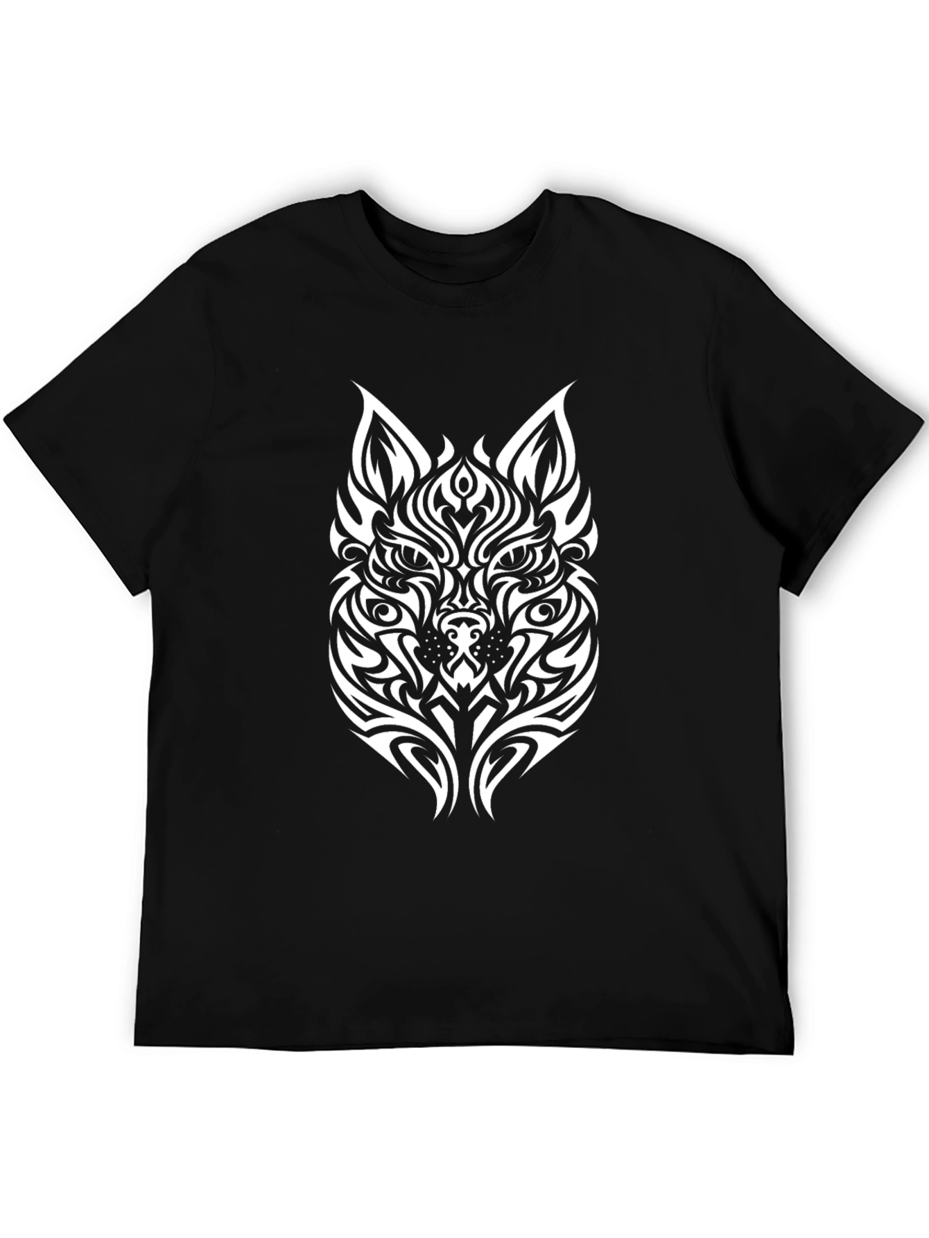 Tribal Wolf Graphic Tee - Black