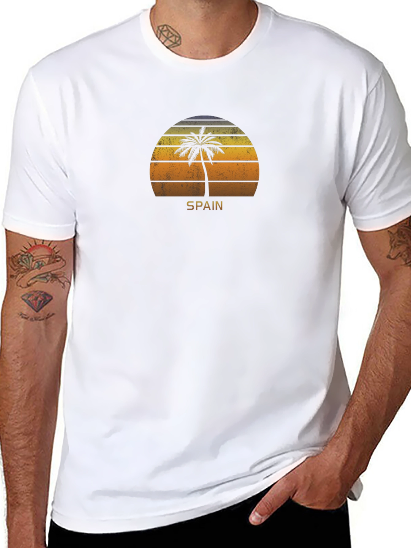 Spain Palm Tree Sunset T-Shirt - Retro Graphic Tee