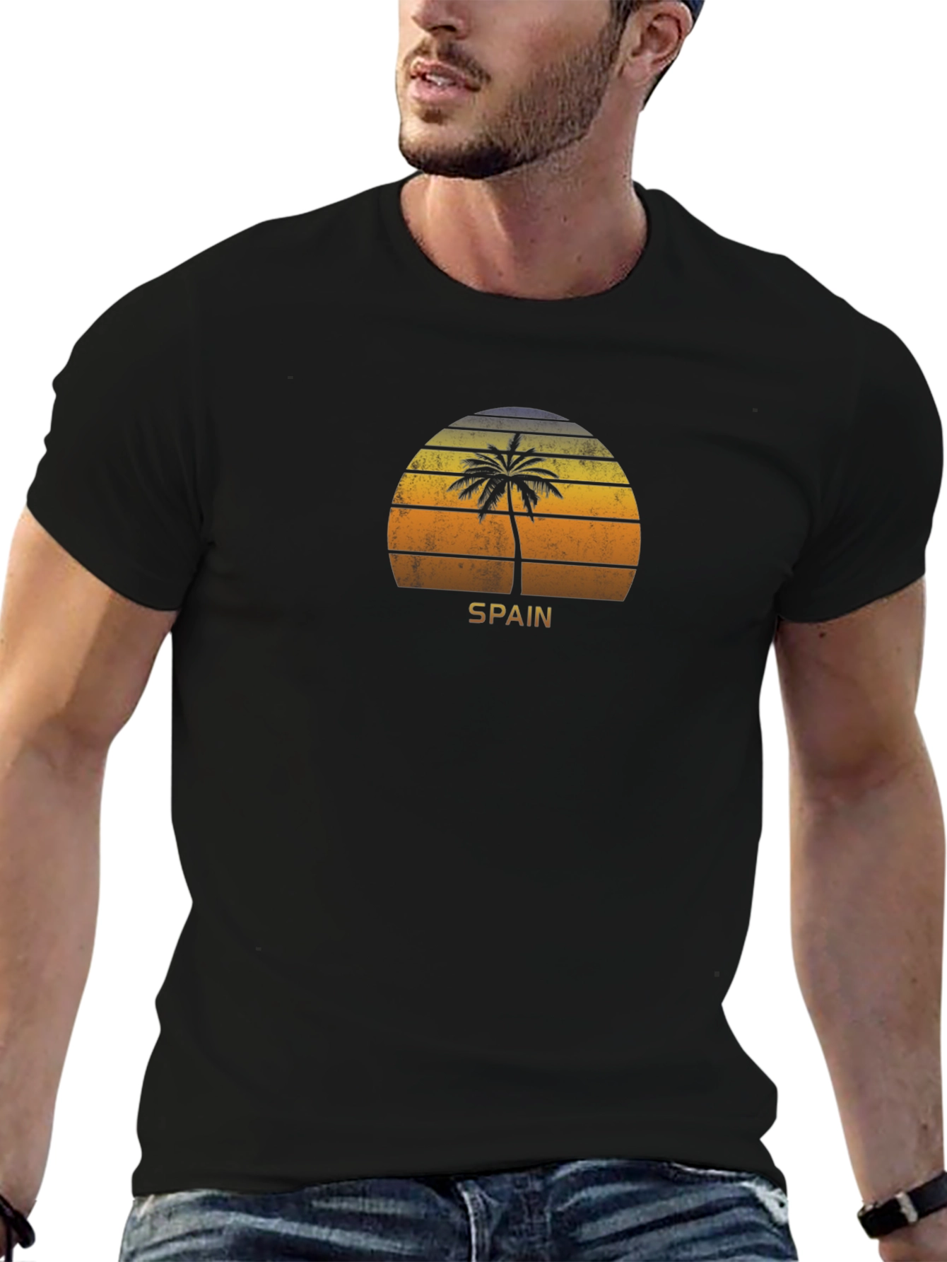 Spain Palm Tree Sunset T-Shirt - Retro Graphic Tee