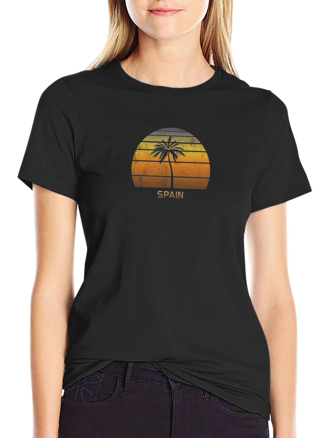Spain Palm Tree Sunset T-Shirt - Retro Graphic Tee