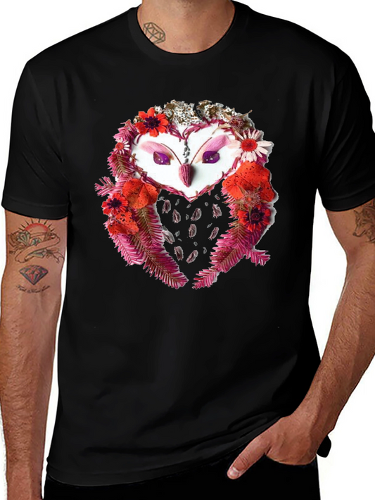 Floral Owl Graphic Tee - Unique Design