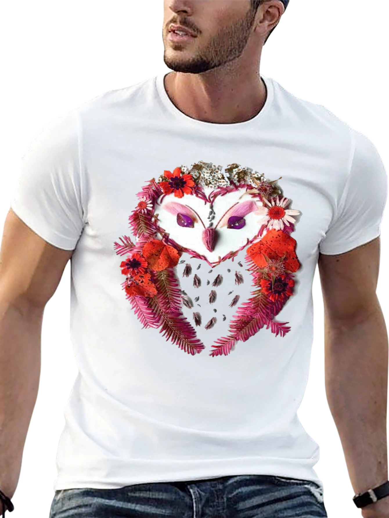 Floral Owl Graphic Tee - Unique Design
