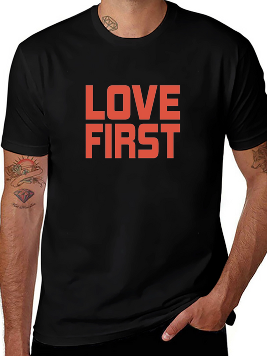 Love First Graphic Tee - Stylish Black T-Shirt for Men
