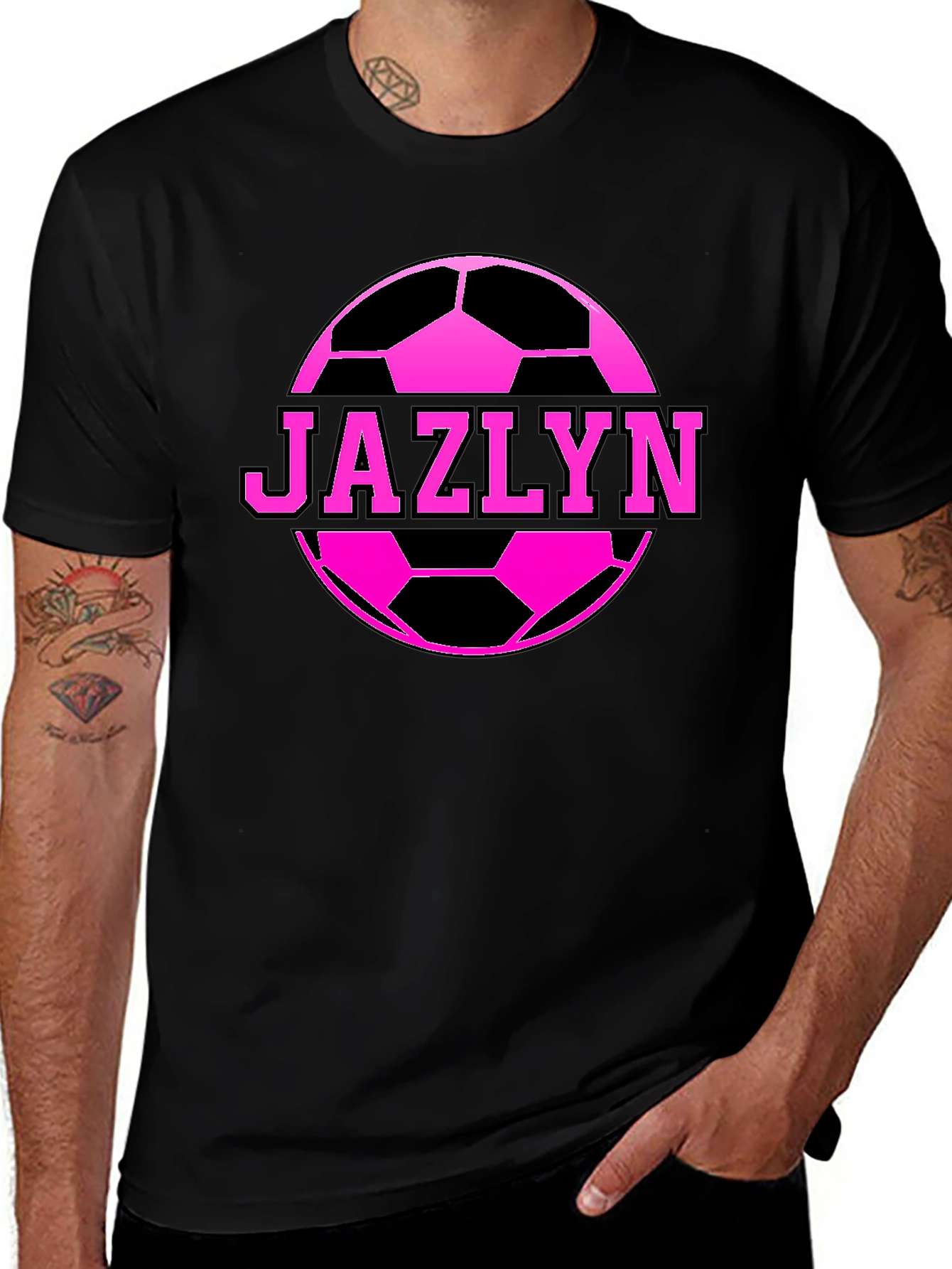 Jazlyn Soccer Ball Personalized Black T-Shirt
