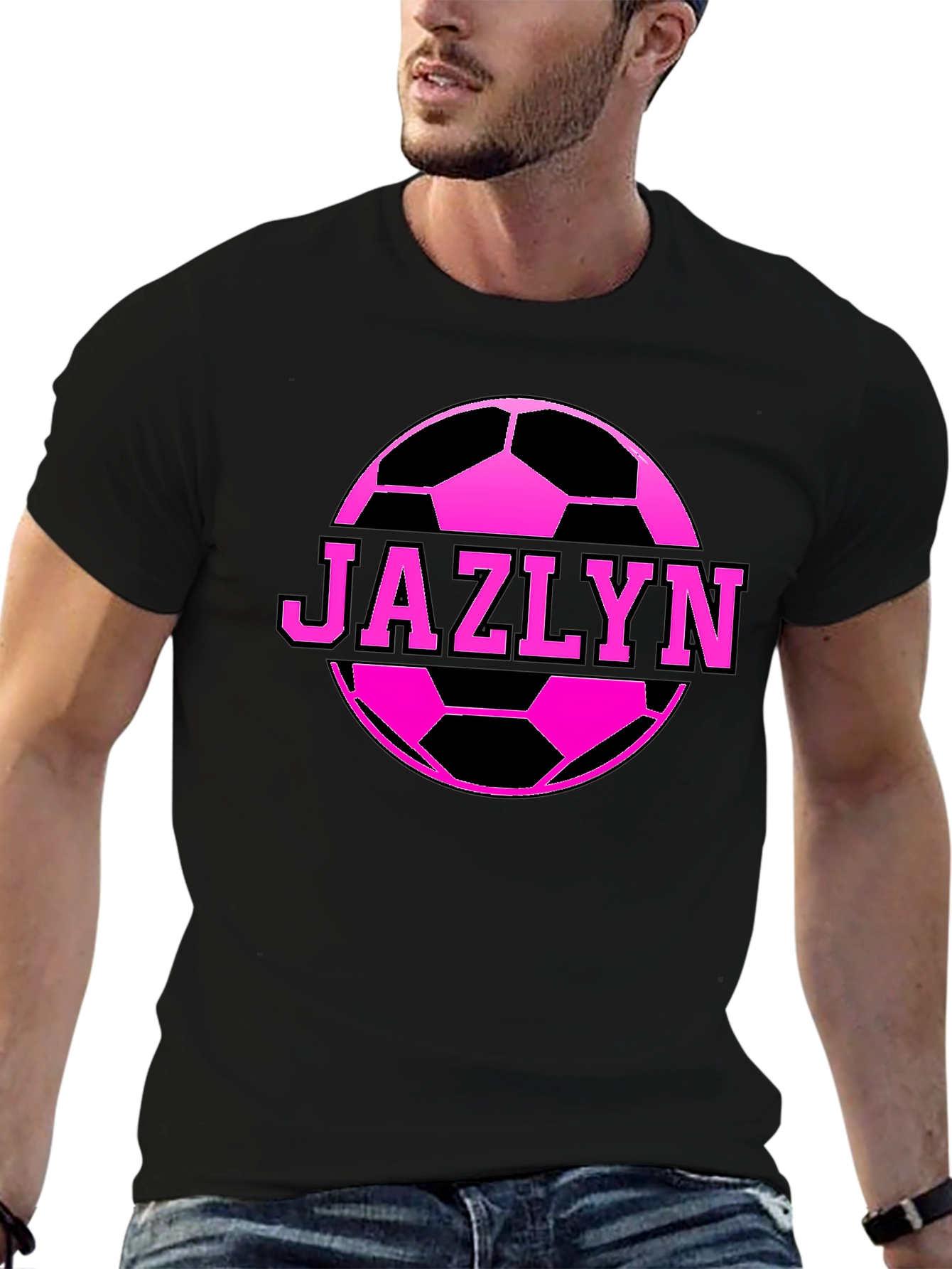 Jazlyn Soccer Ball Personalized Black T-Shirt