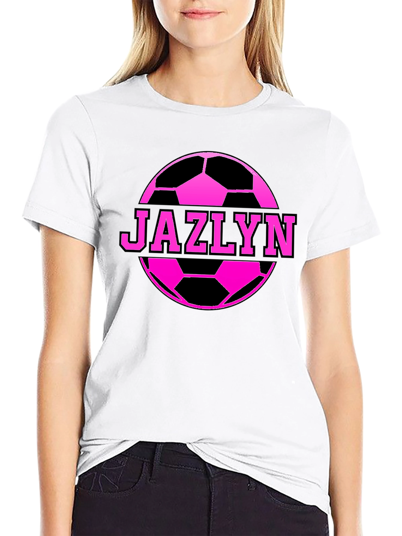 Jazlyn Soccer Ball Personalized Black T-Shirt