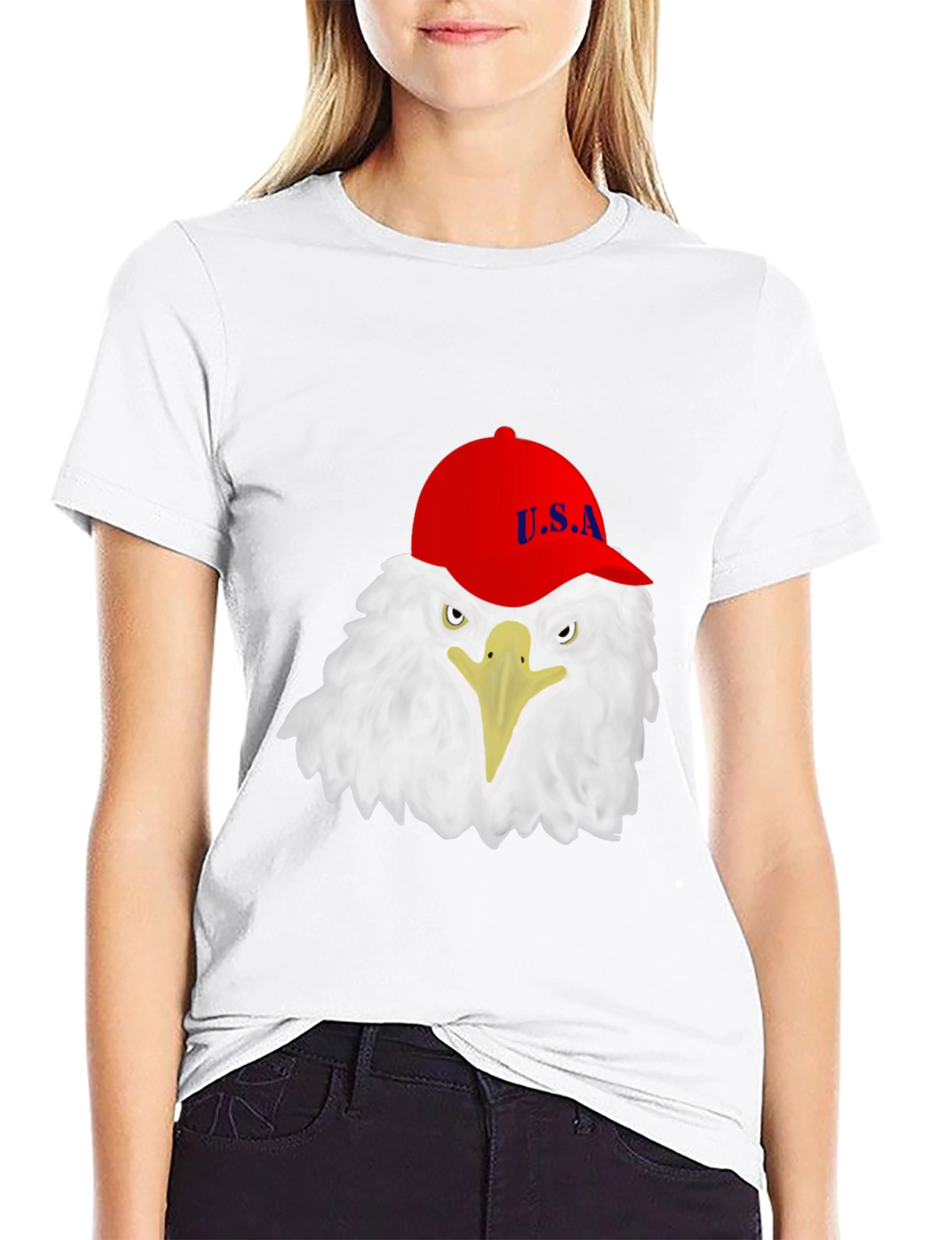 Eagle USA Cap T-Shirt - Patriotic Graphic Tee