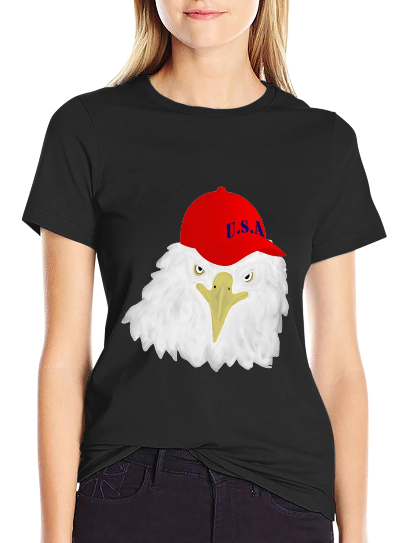 Eagle USA Cap T-Shirt - Patriotic Graphic Tee