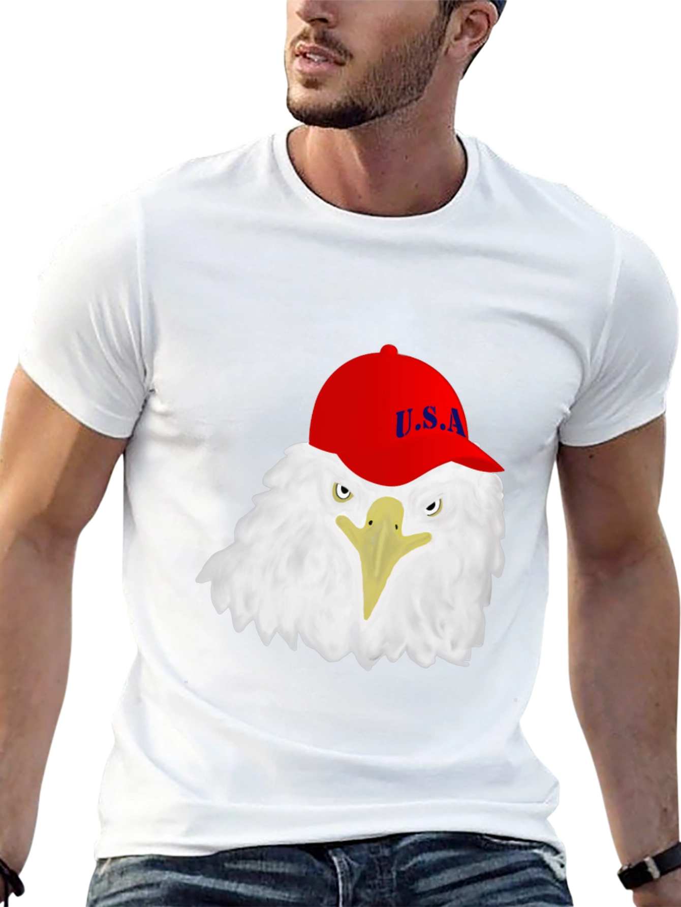 Eagle USA Cap T-Shirt - Patriotic Graphic Tee