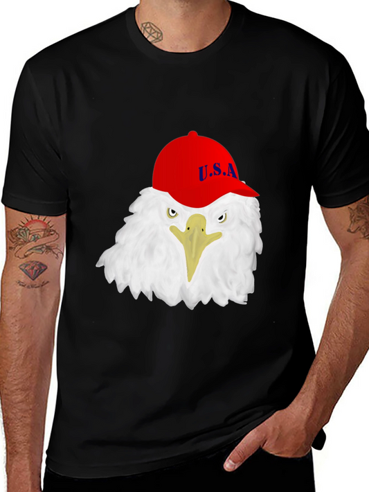 Eagle USA Cap T-Shirt - Patriotic Graphic Tee
