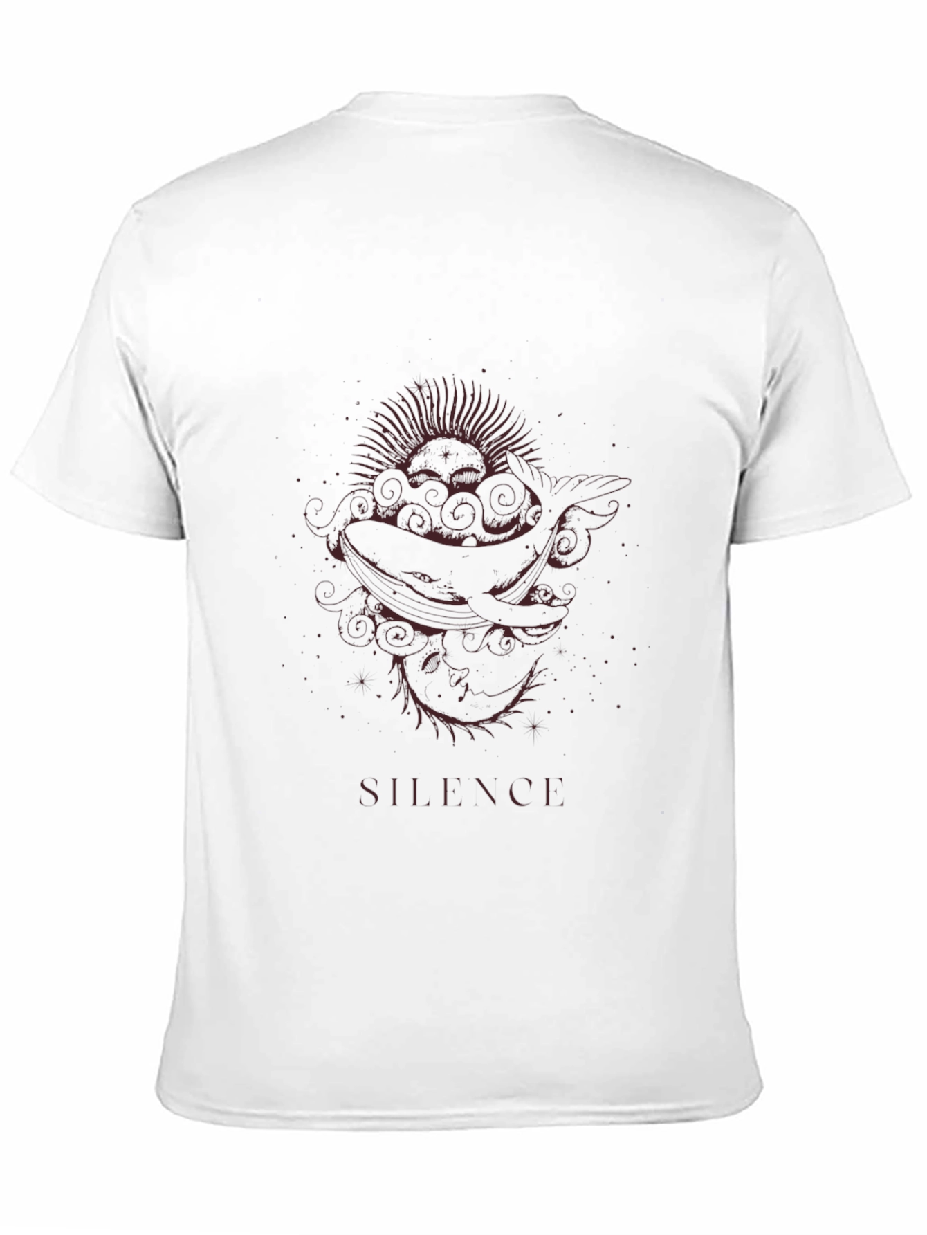 Silence Whale Graphic Tee - Black Cotton T-Shirt