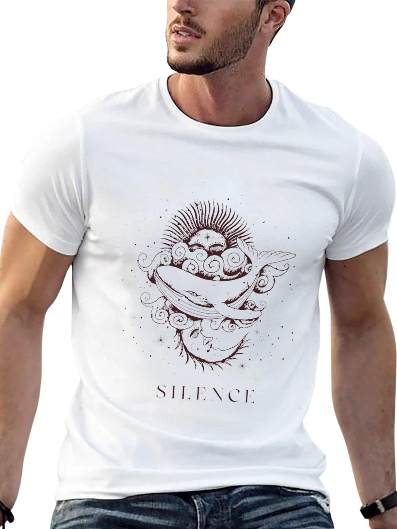 Silence Whale Graphic Tee - Black Cotton T-Shirt