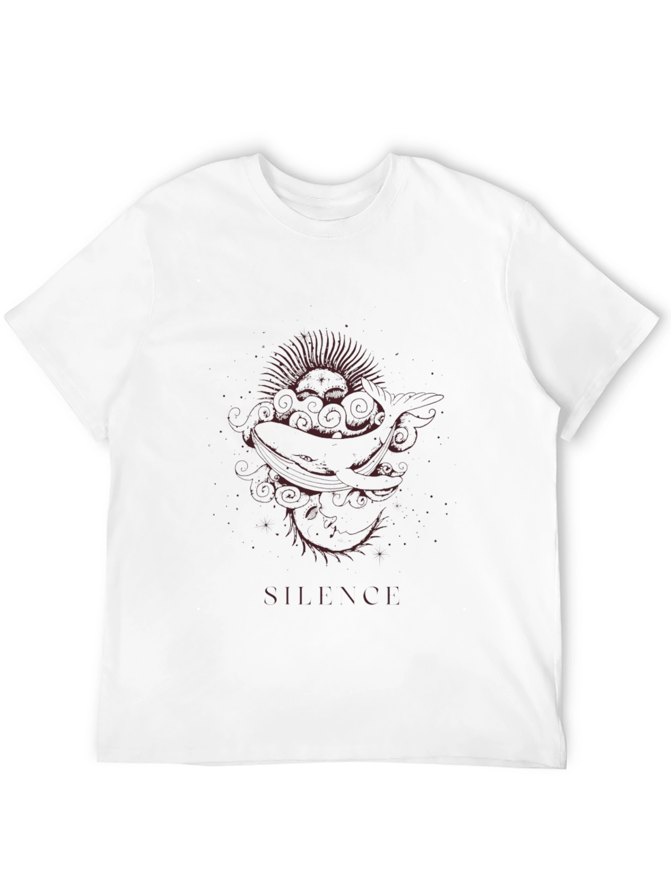 Silence Whale Graphic Tee - Black Cotton T-Shirt