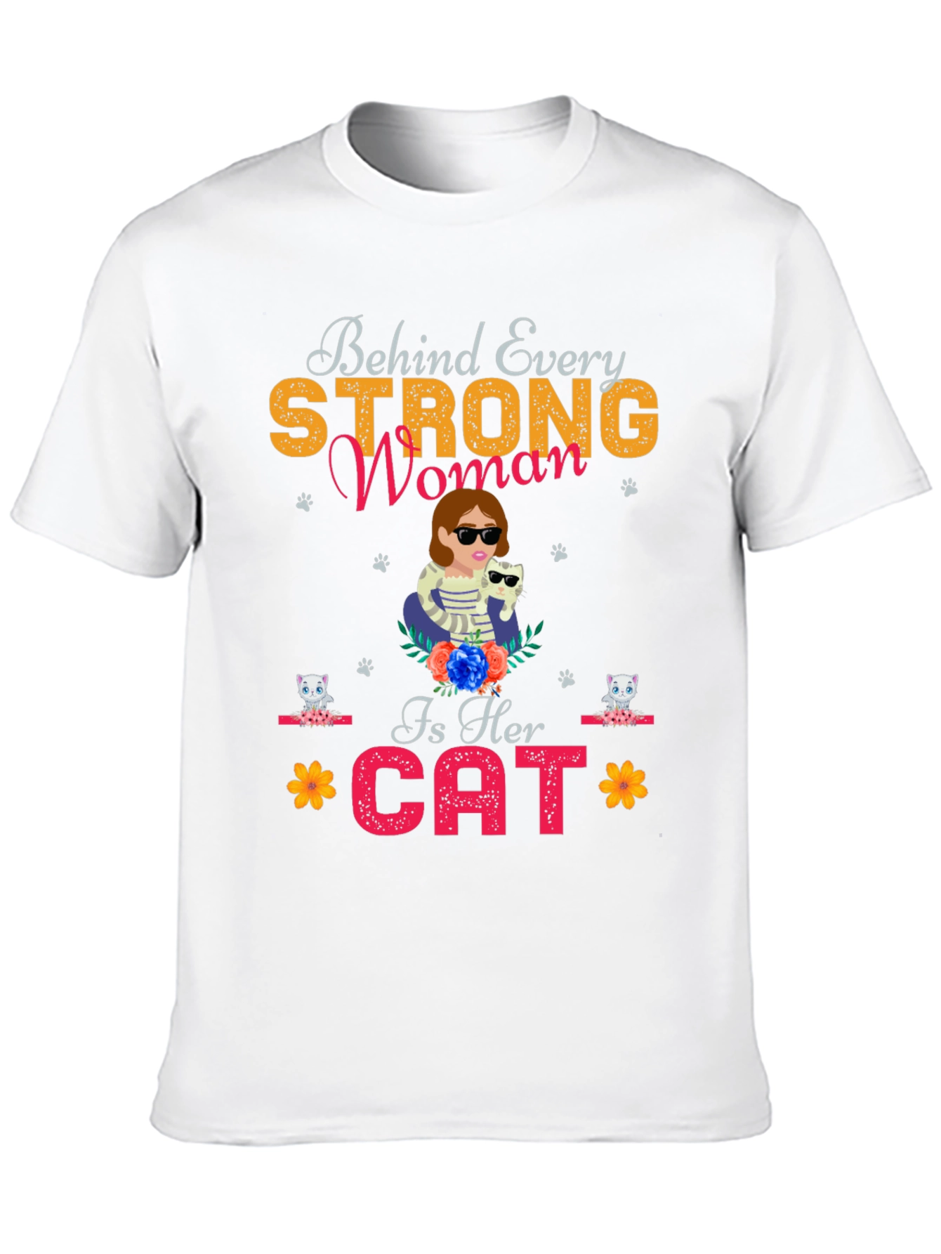 Strong Woman Cat Lover Tee